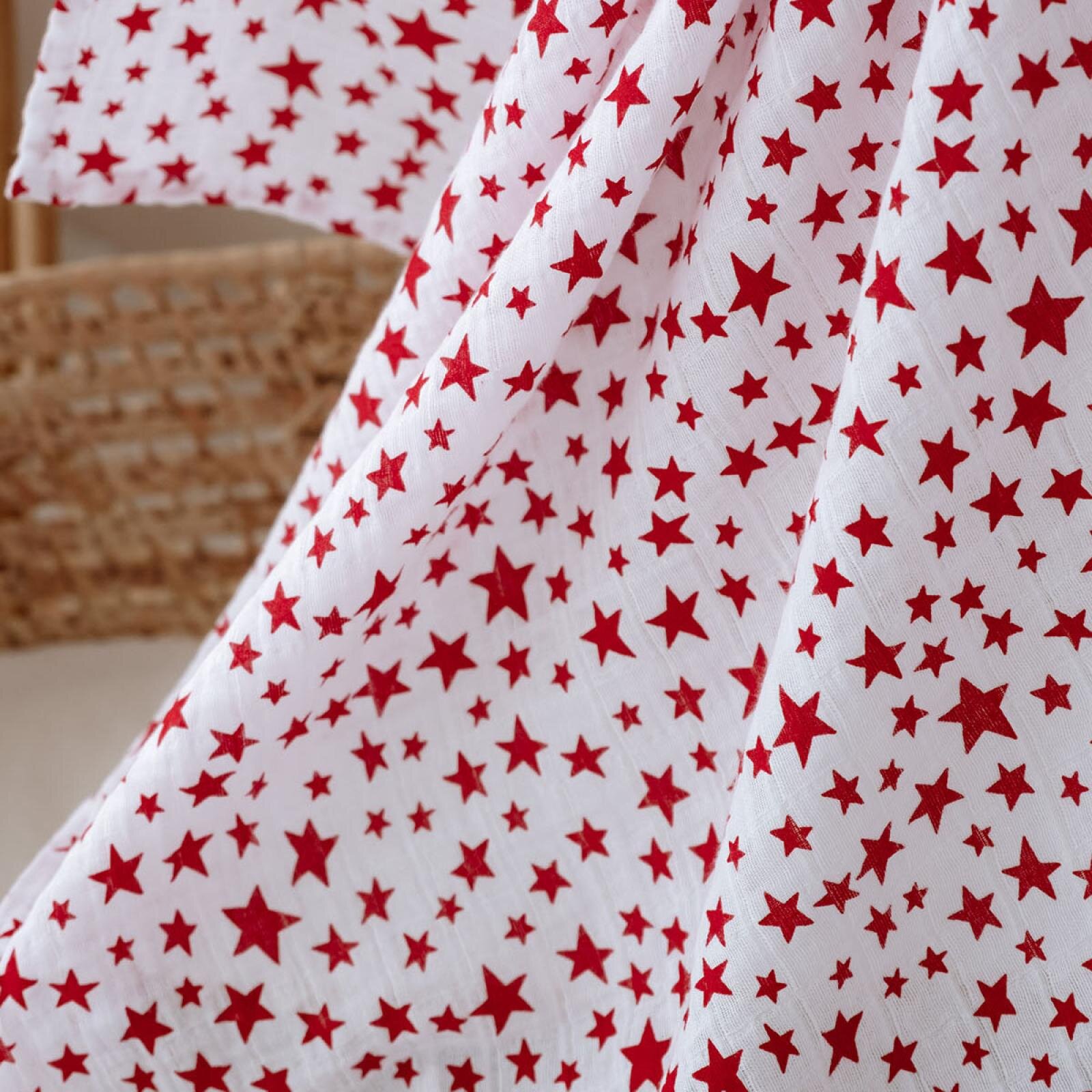 %100 Pamuk 100x110 Müslin Battaniye Kırmızı Yıldız %100 Pamuk 100x110 Müslin Battaniye Kırmızı Yıldız