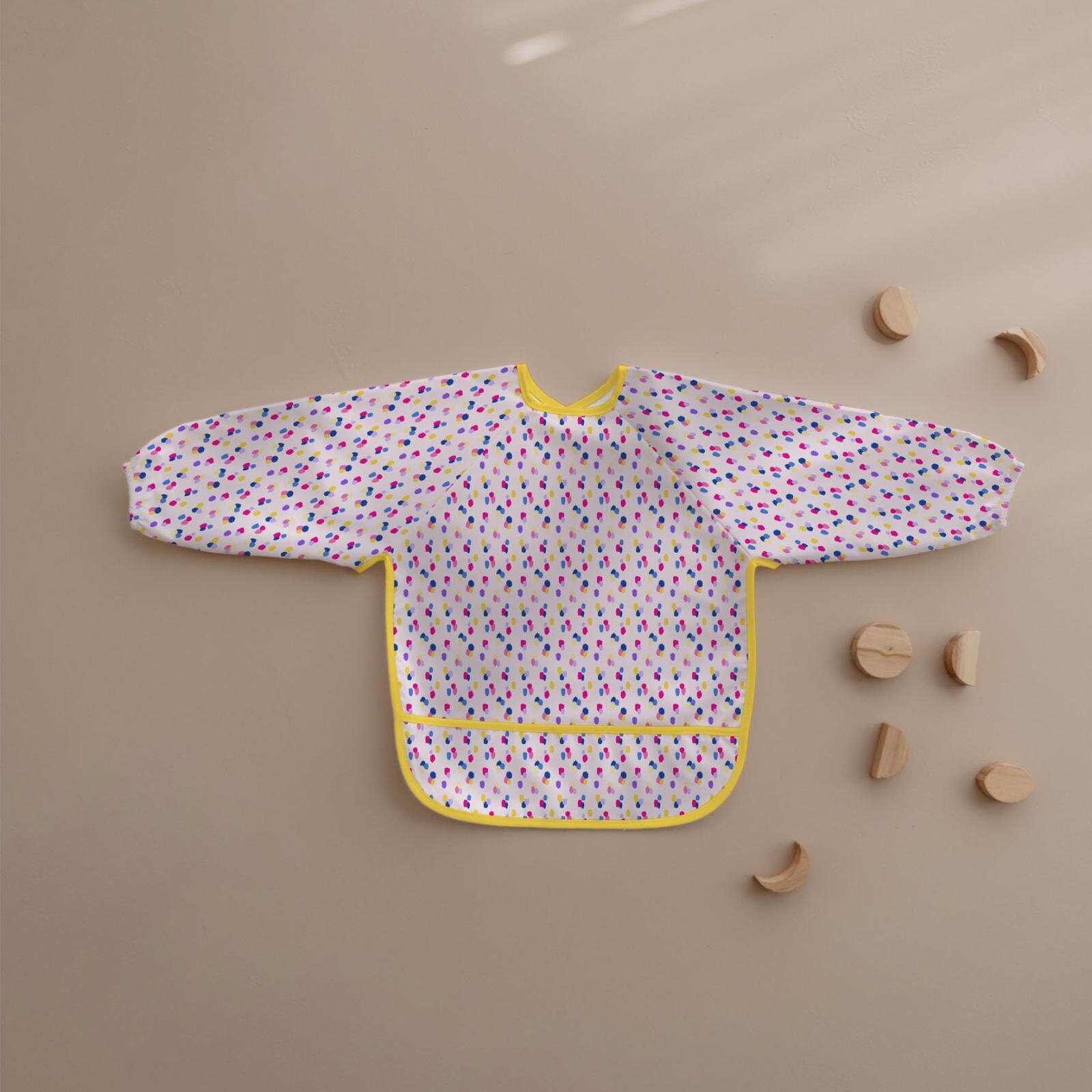 Uzun Kollu Mama ve Faaliyet Önlüğü, Aktivite ve Boyama Önlüğü, Renkli Noktalar Desen Uzun Kollu Mama ve Faaliyet Önlüğü, Aktivite ve Boyama Önlüğü, Renkli Noktalar Desen