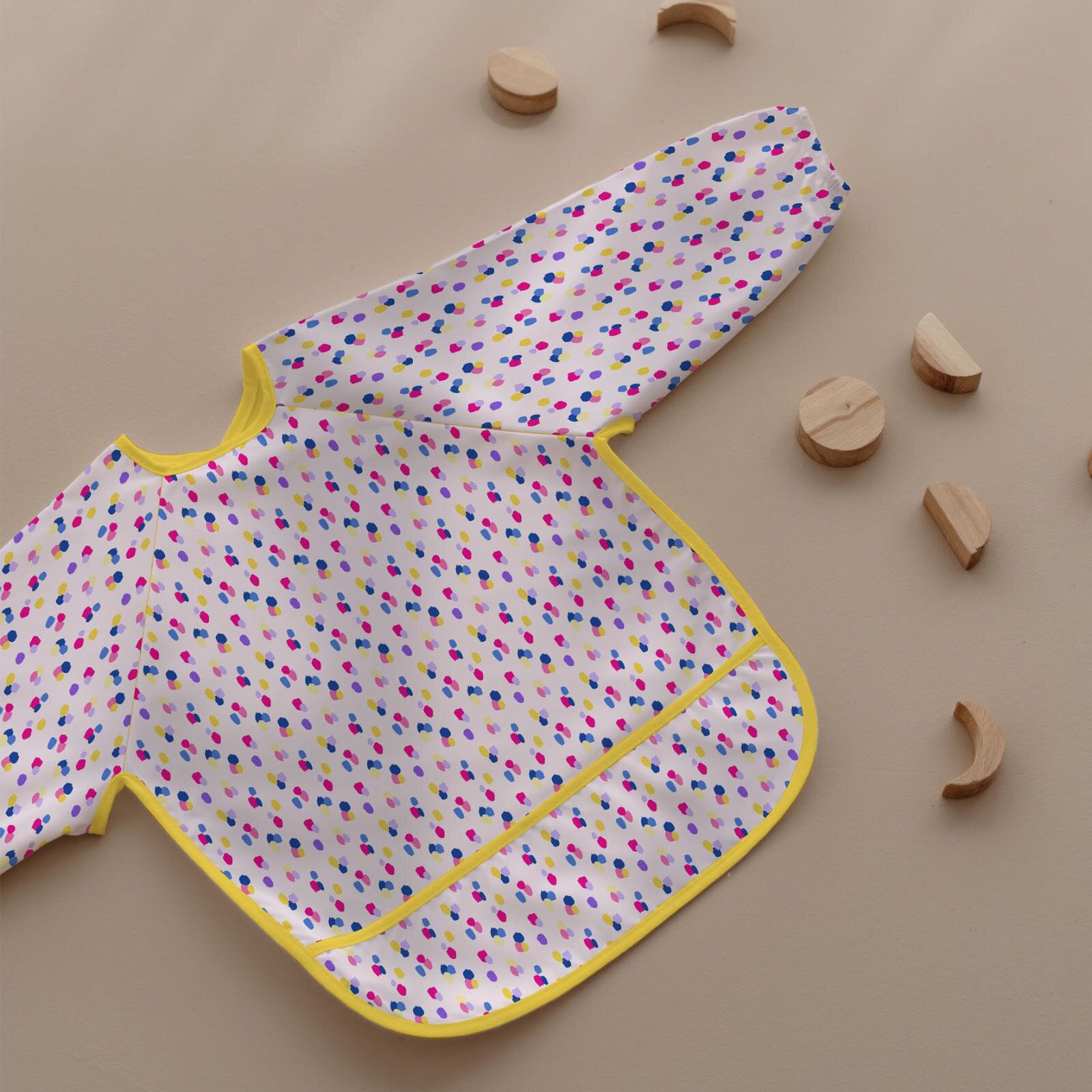 Uzun Kollu Mama ve Faaliyet Önlüğü, Aktivite ve Boyama Önlüğü, Renkli Noktalar Desen Uzun Kollu Mama ve Faaliyet Önlüğü, Aktivite ve Boyama Önlüğü, Renkli Noktalar Desen