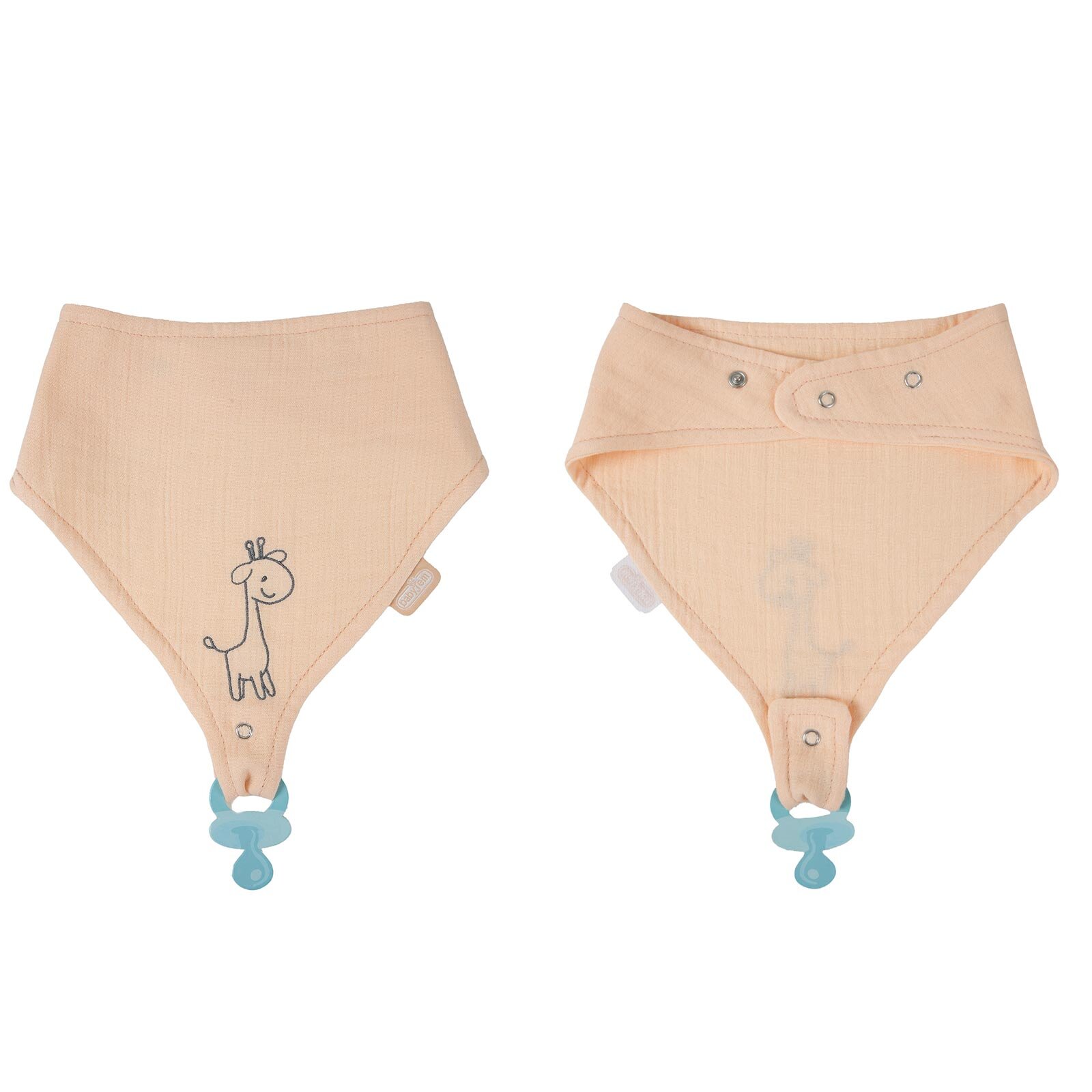 Emzik Askılı Müslin Önlük - Somon Emzik Askılı Müslin Önlük - Somon