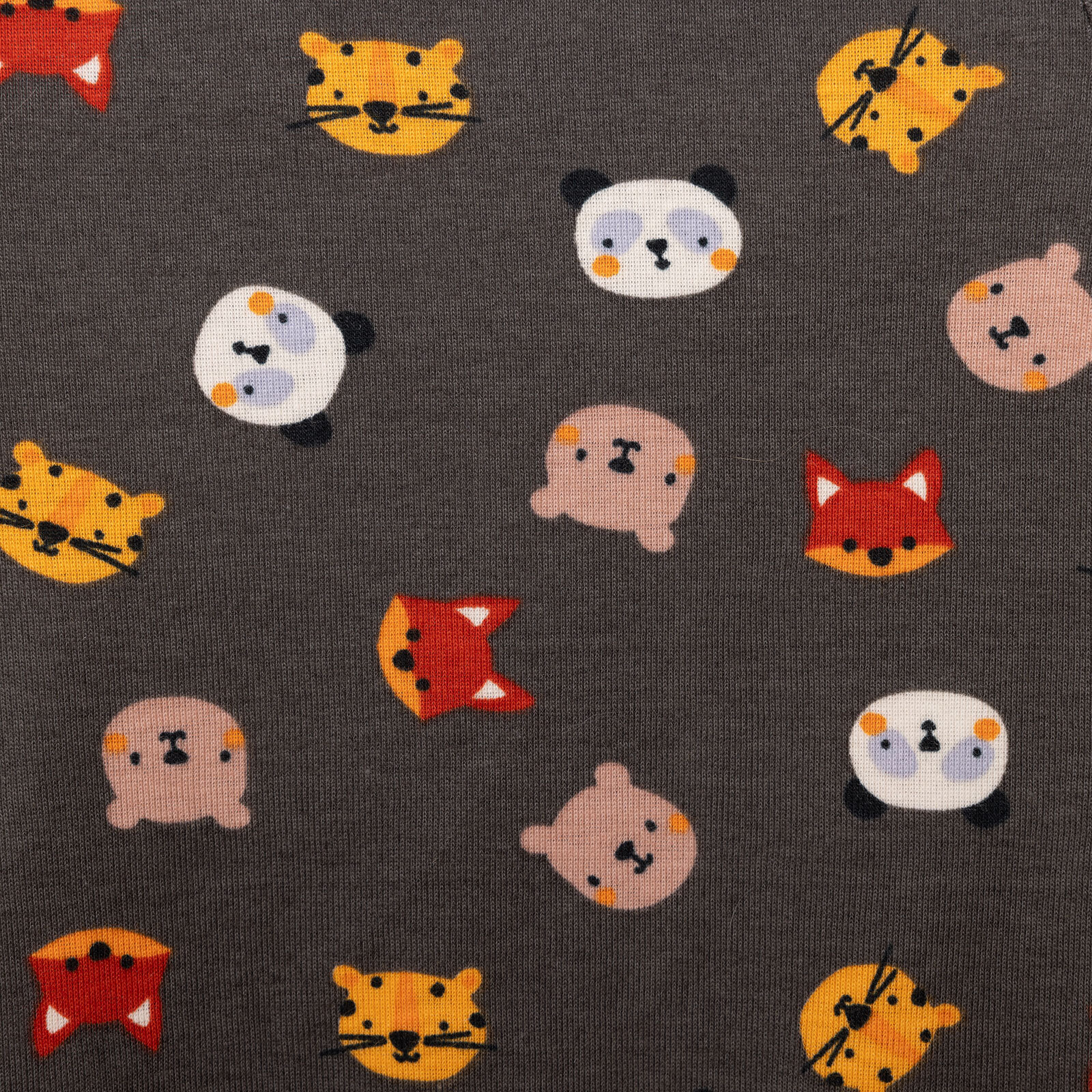 Erkek Bebek Body Hayvan Desenli Çıtçıtlı Zıbın Uzun Kol Koyu Gri