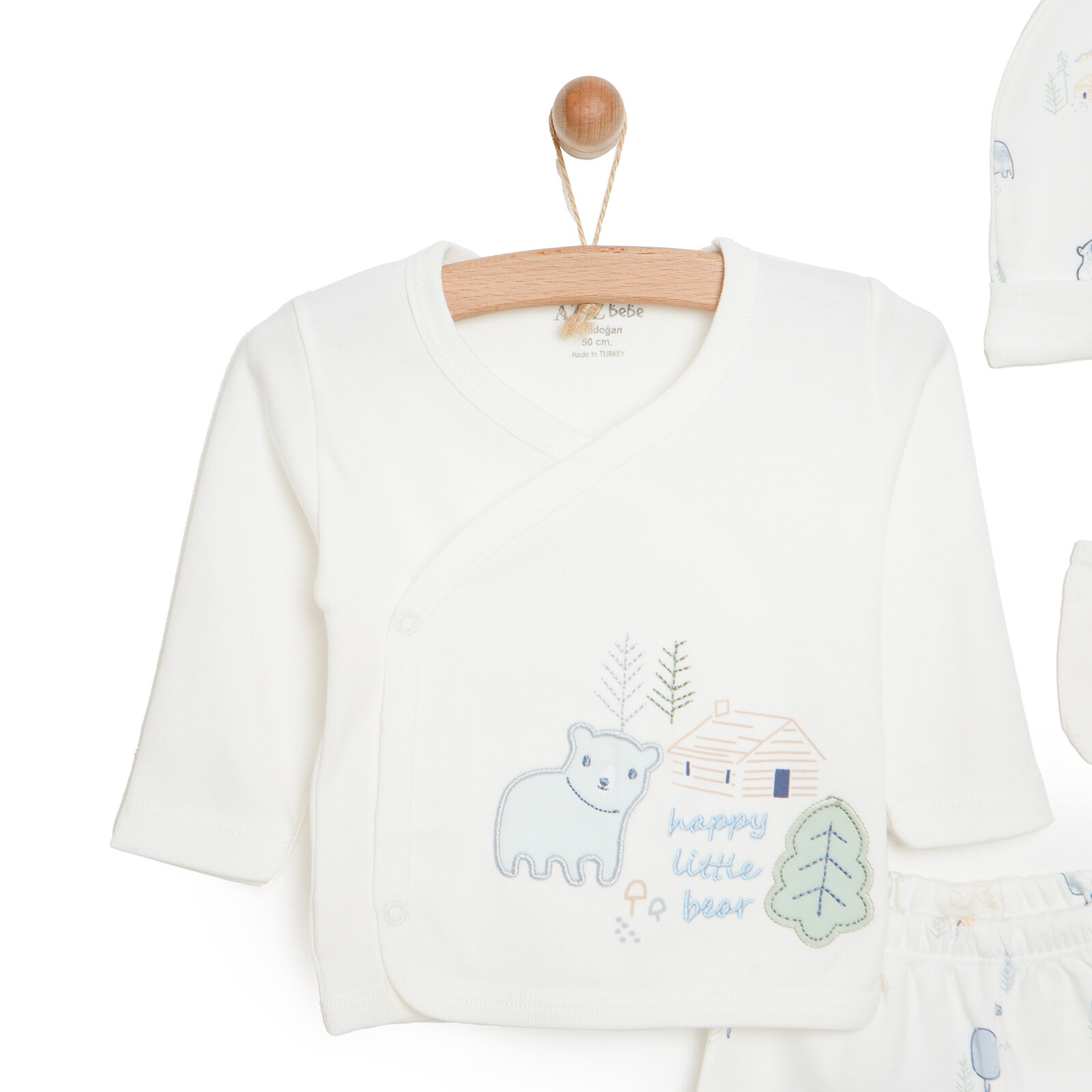 Erkek Bebek Yenidoğan 5li Askı Hastane Çıkışı Zarf Yaka Uzun Kol Patikli Paça