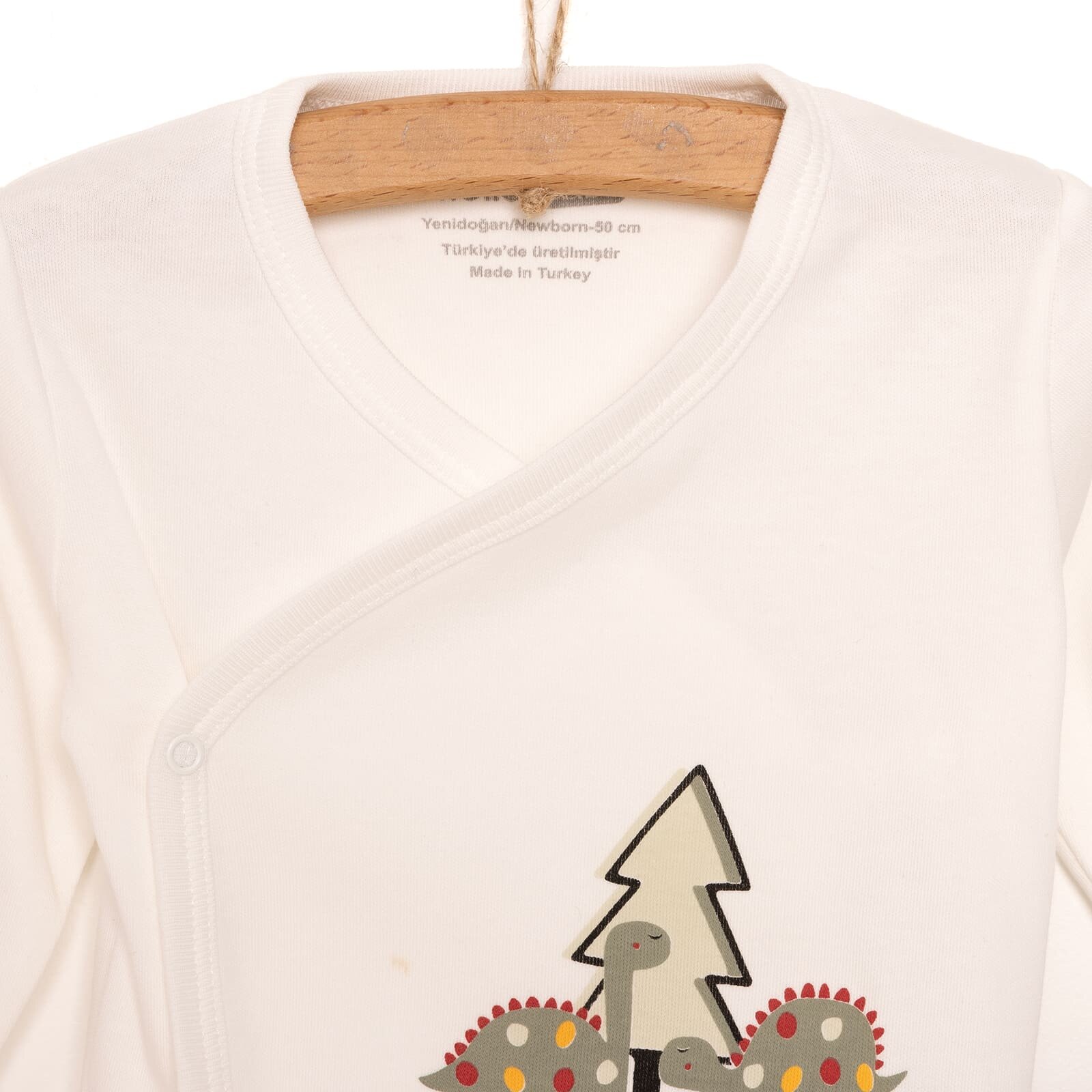 Erkek Bebek Yenidoğan 5'li Askı Hastane Çıkışı Çıtçıtlı Zarf Yaka Uzun Kol Yeşil