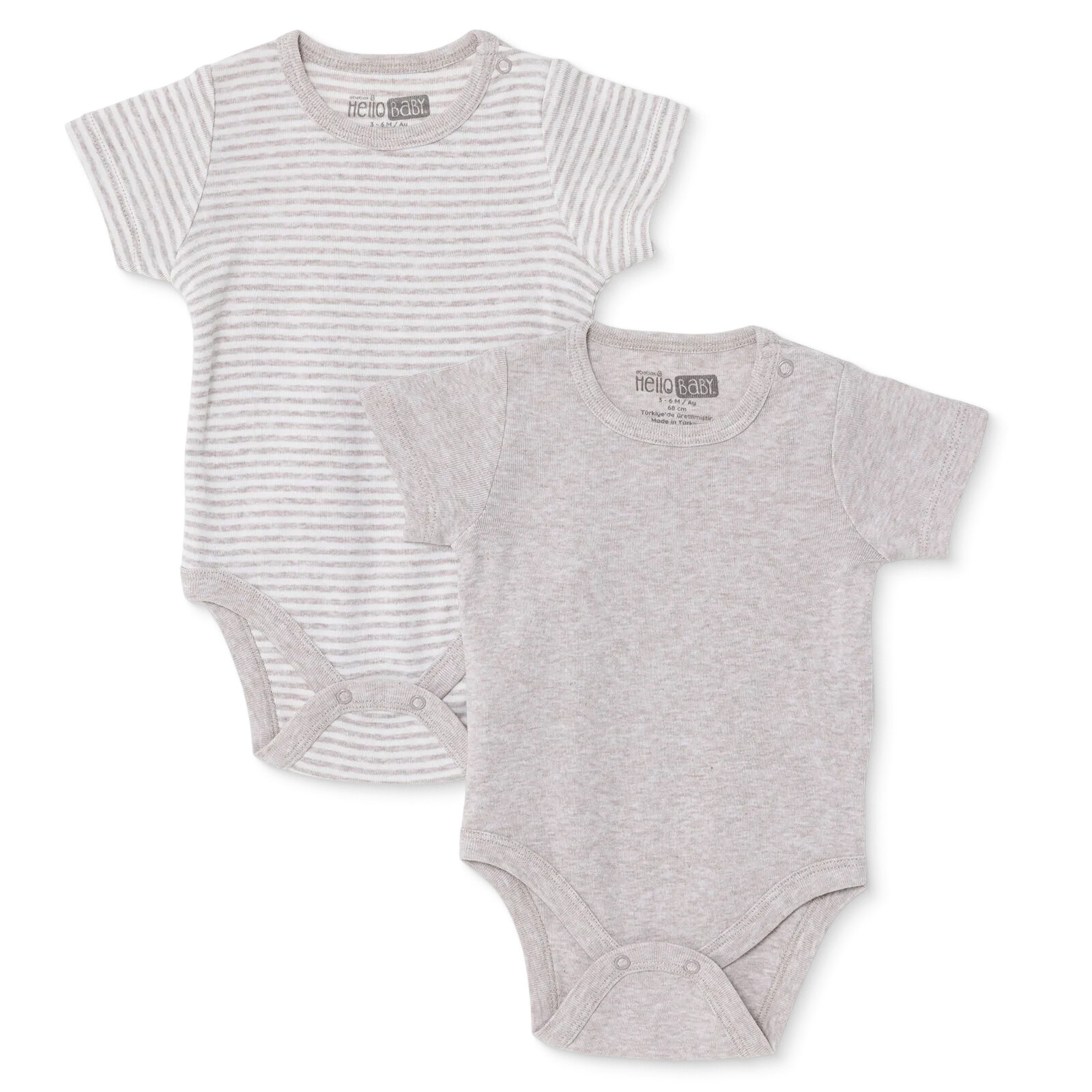Erkek Bebek 2li Kısa Kol Body Ribana Zarf Yaka Kısa Kol