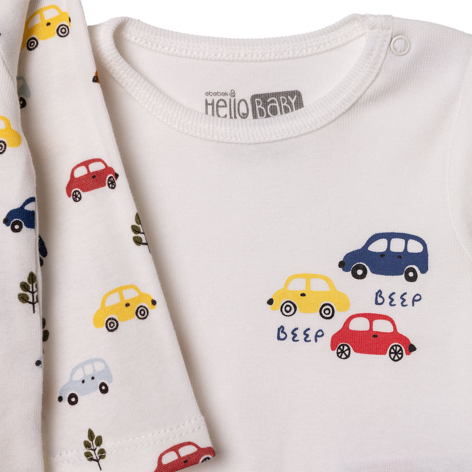 Erkek Bebek 2li Uzun Kol Body Çıtçıtlı Yaka Ribana Paça