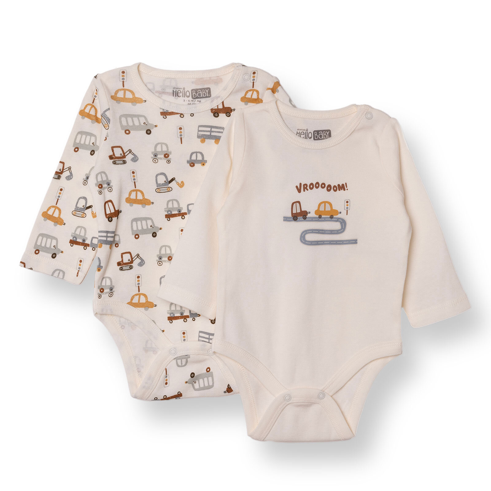 Erkek Bebek 2li Uzun Kol Body Ribana Çıtçıtlı Yaka Uzun Kol