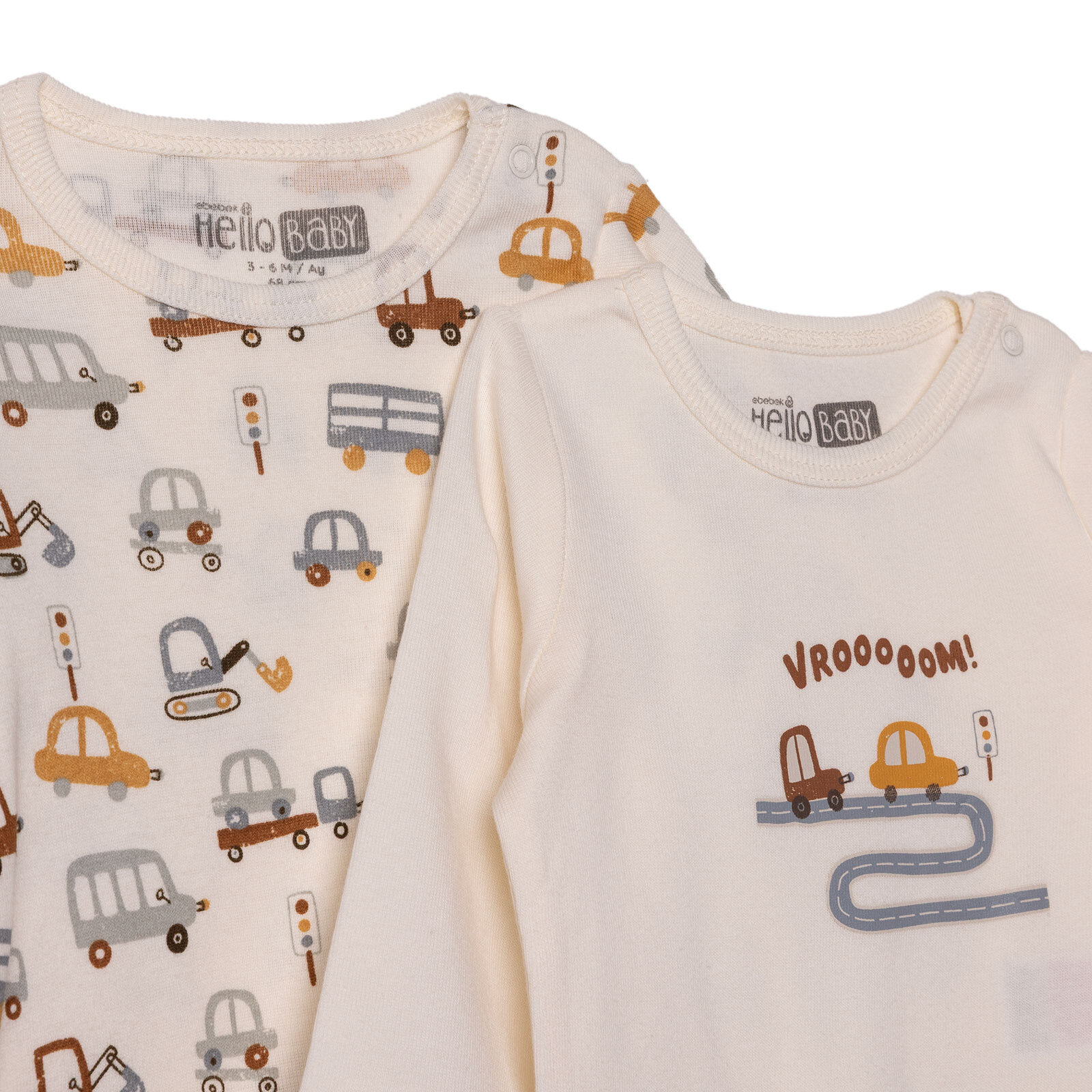 Erkek Bebek 2li Uzun Kol Body Ribana Çıtçıtlı Yaka Uzun Kol