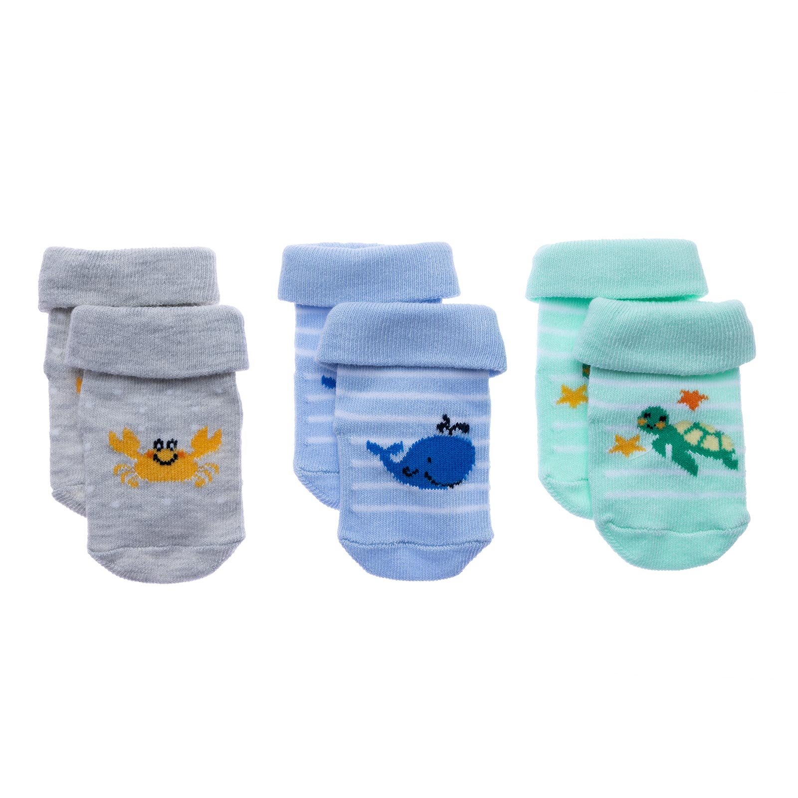 Erkek Bebek 3lü Kıvrık Çorap