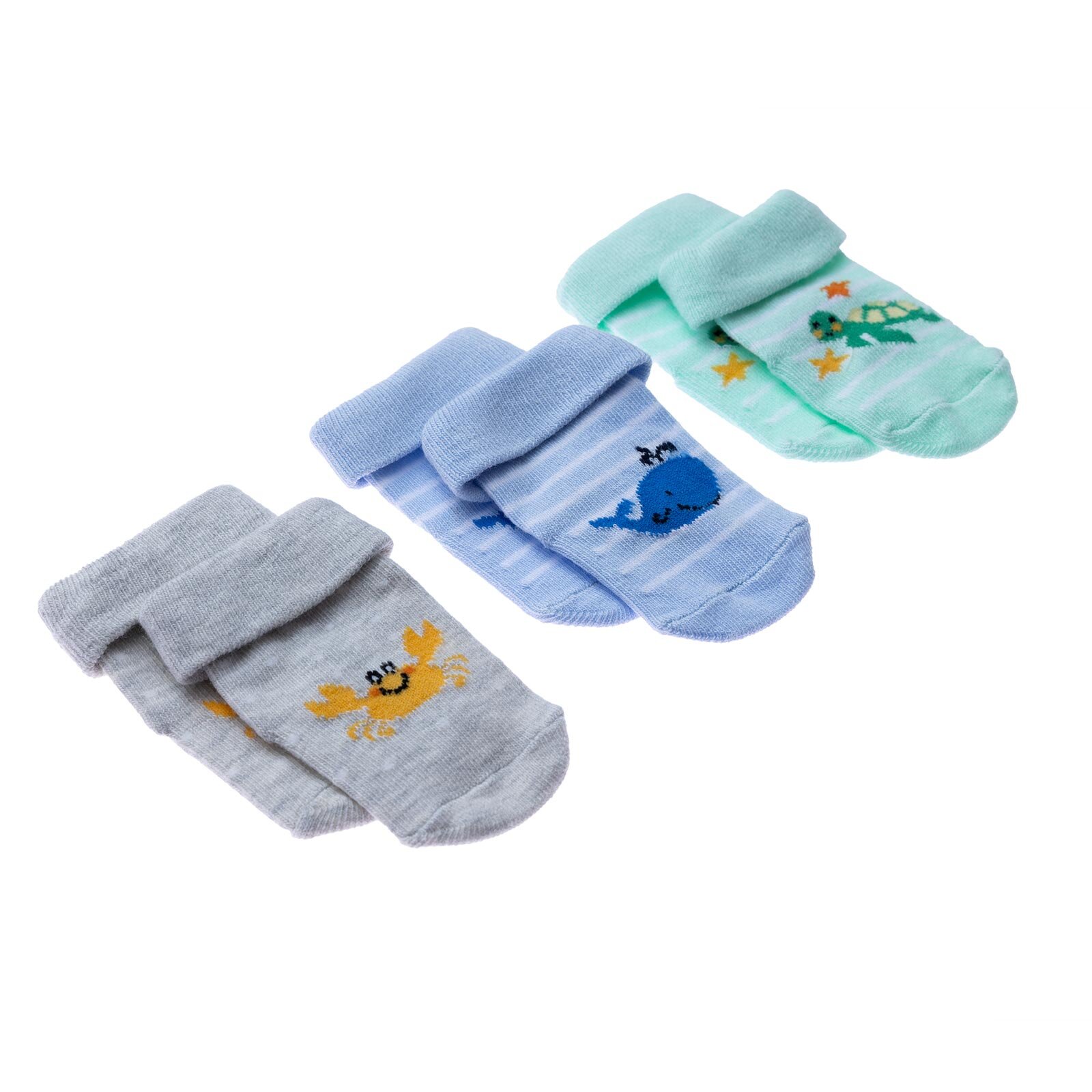 Erkek Bebek 3lü Kıvrık Çorap