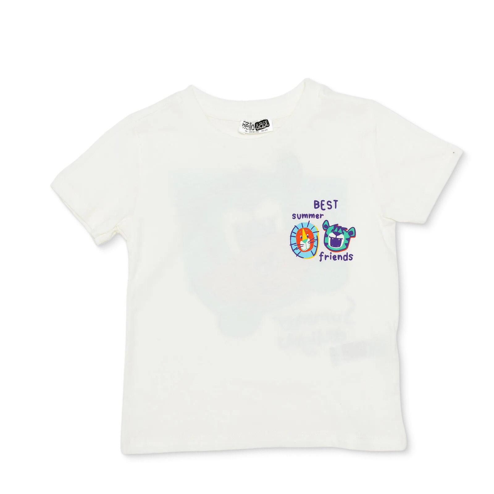 Erkek Bebek Colorful Summer Tshirt Bisiklet Yaka Kısa Kol