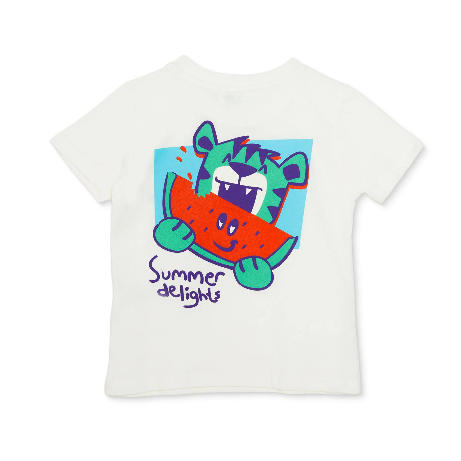 Erkek Bebek Colorful Summer Tshirt Bisiklet Yaka Kısa Kol