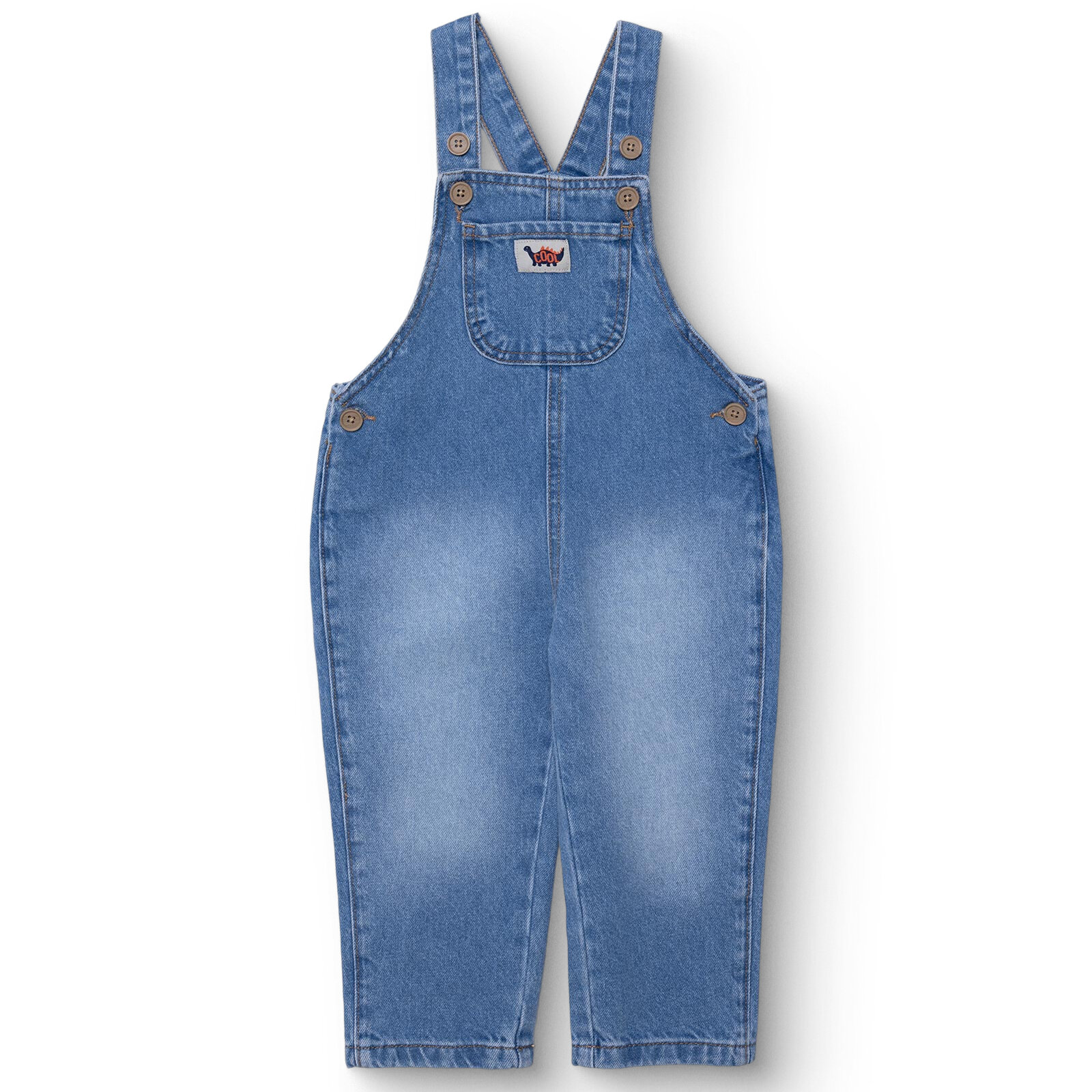 Erkek Bebek Cool Dino Salopet Denim Modelli Yaka Kısa Kol Reçme Paça Erkek Bebek Cool Dino Salopet Denim Modelli Yaka Kısa Kol Reçme Paça