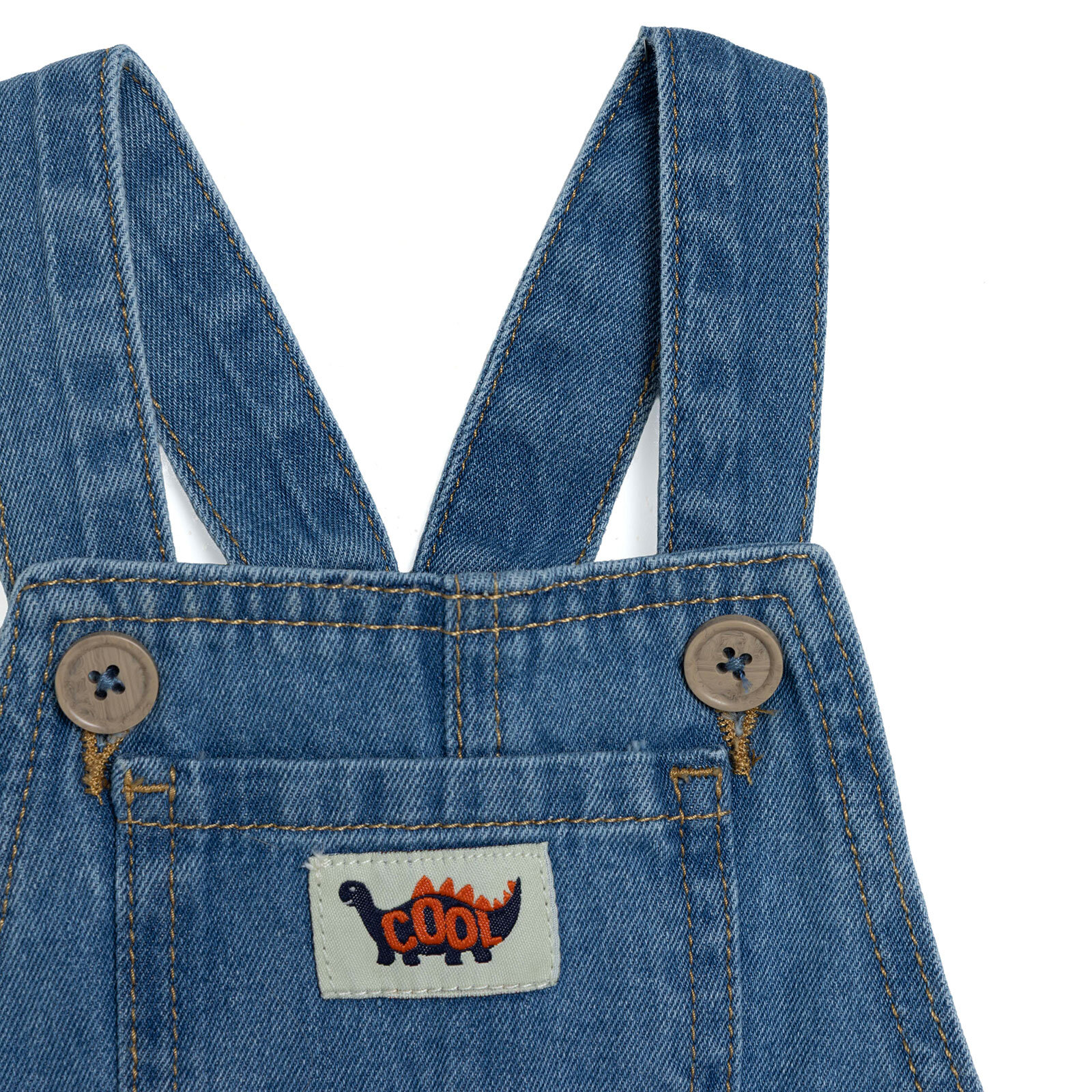 Erkek Bebek Cool Dino Salopet Modelli Yaka Kısa Kol Reçme Paça