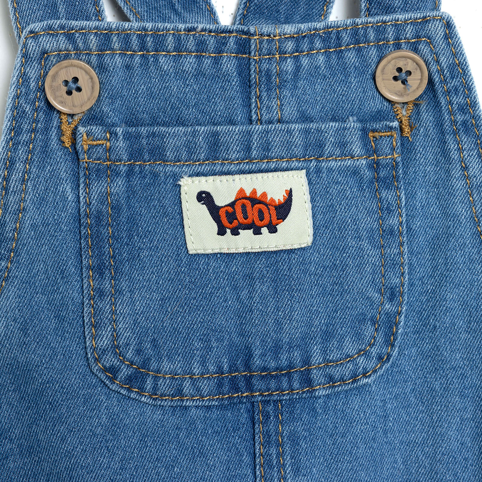 Erkek Bebek Cool Dino Salopet Modelli Yaka Kısa Kol Reçme Paça