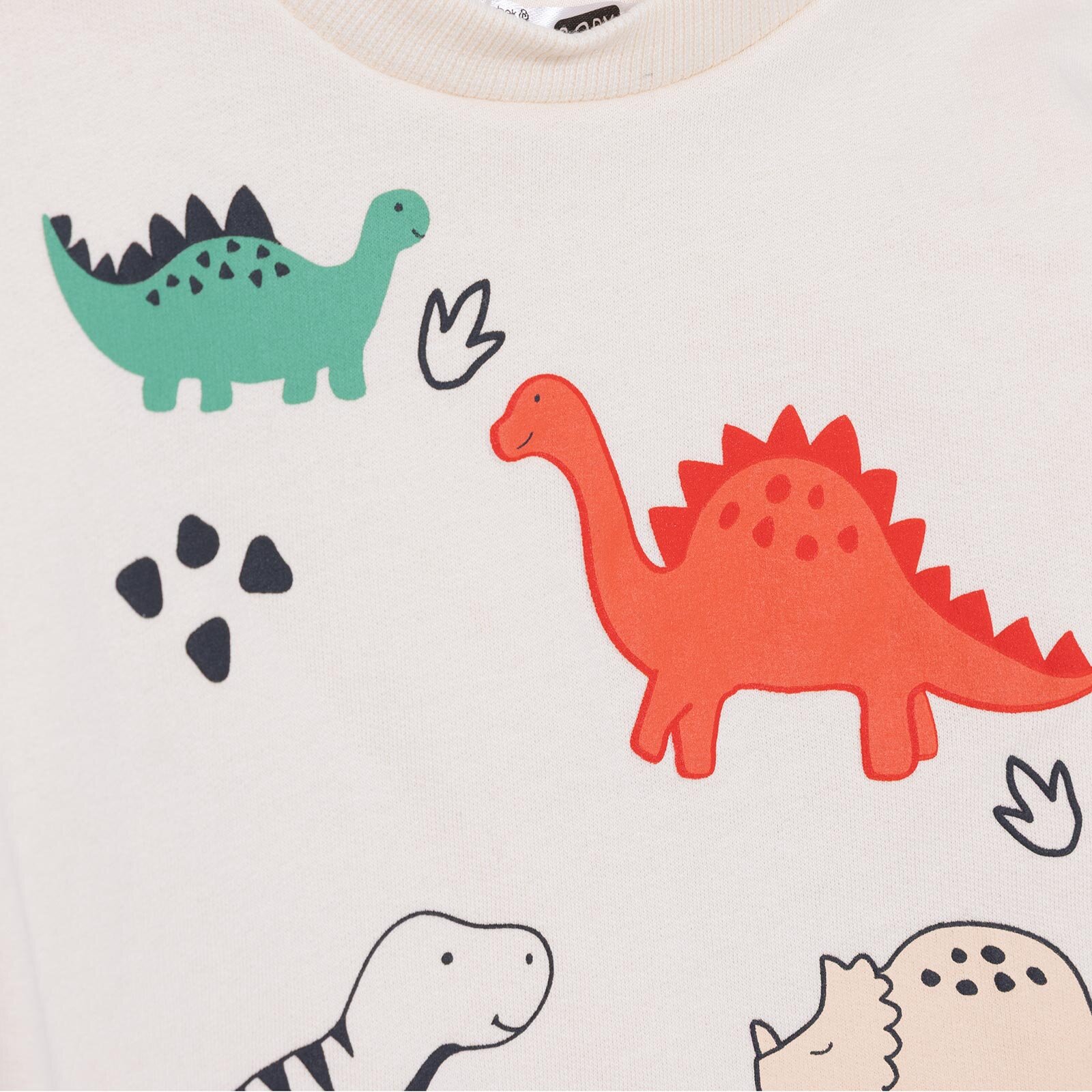 Erkek Bebek Cool Dino Uzun Kol Tshirt İki İplik Bisiklet Yaka