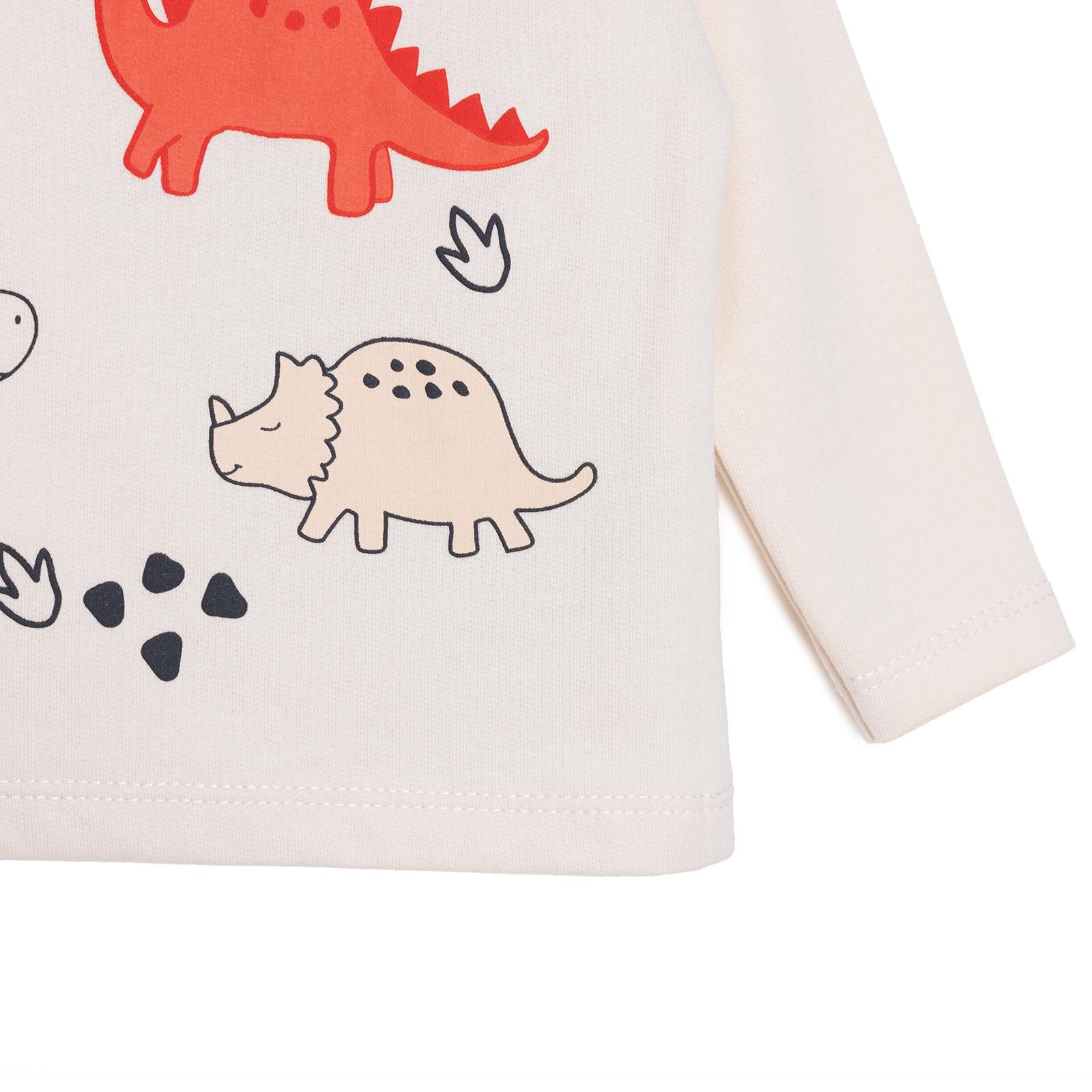 Erkek Bebek Cool Dino Uzun Kol Tshirt İki İplik Bisiklet Yaka