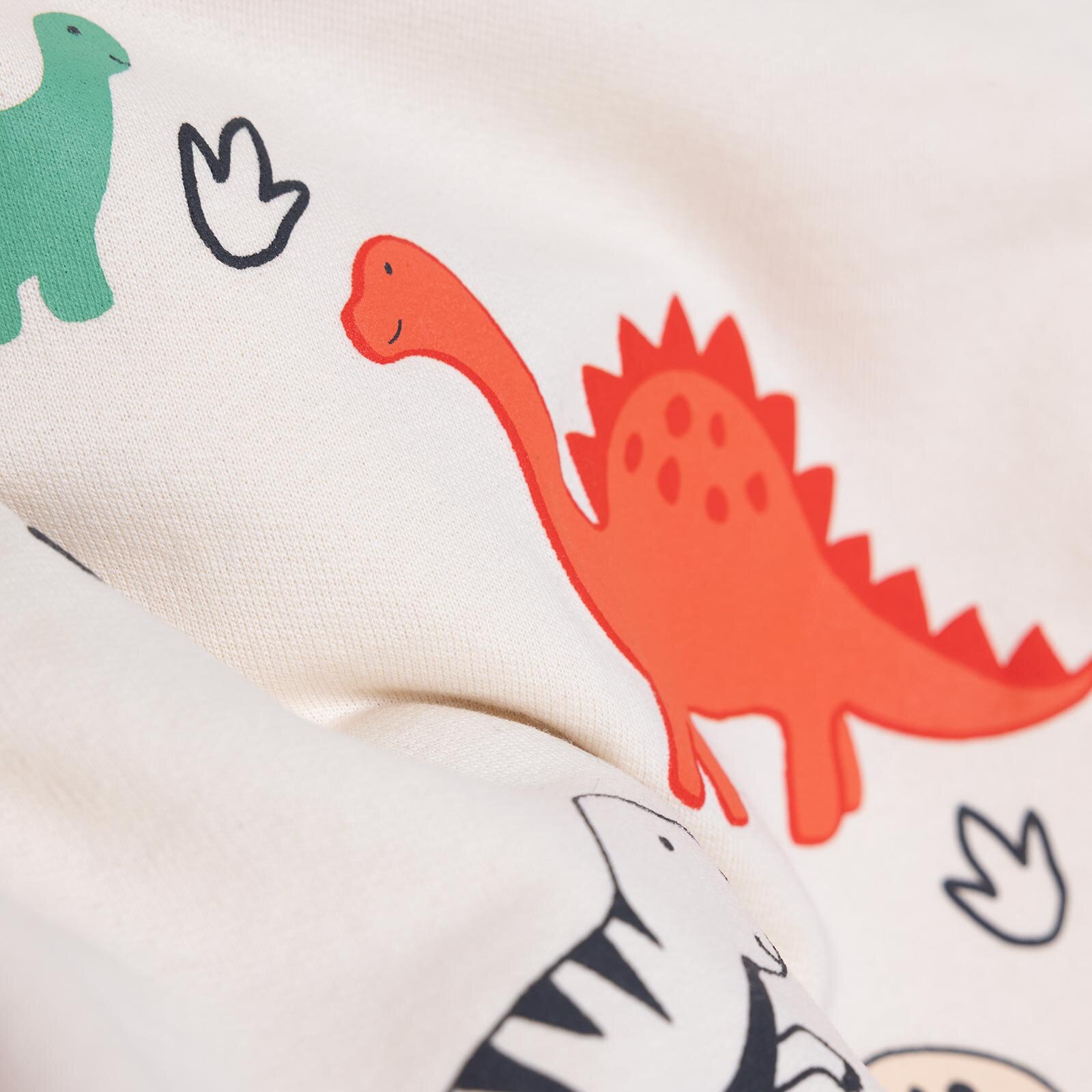 Erkek Bebek Cool Dino Uzun Kol Tshirt İki İplik Bisiklet Yaka