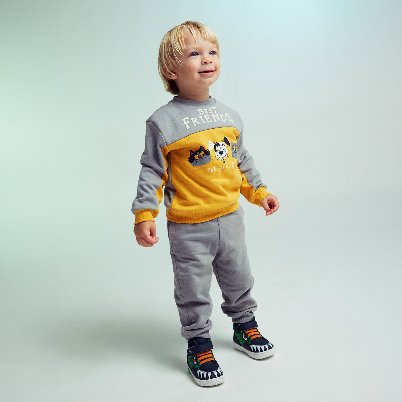 Erkek Bebek Eşofman Takım Bisiklet Yaka Uzun Kol