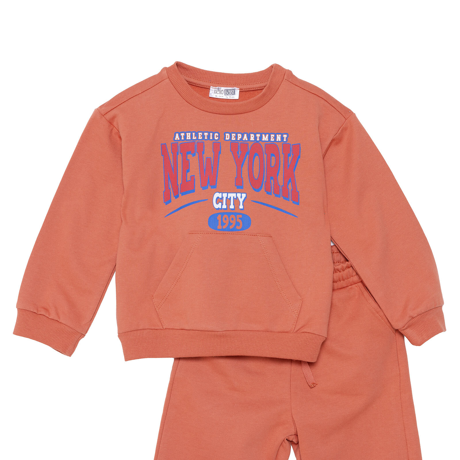 Erkek Bebek Eşofman Takımı Bisiklet Yaka Uzun Kol Ribanalı Paça