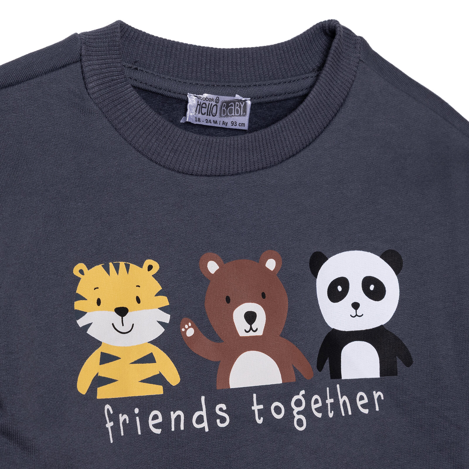 Erkek Bebek Eşofman Takımı Bisiklet Yaka Uzun Kol Ribanalı Paça