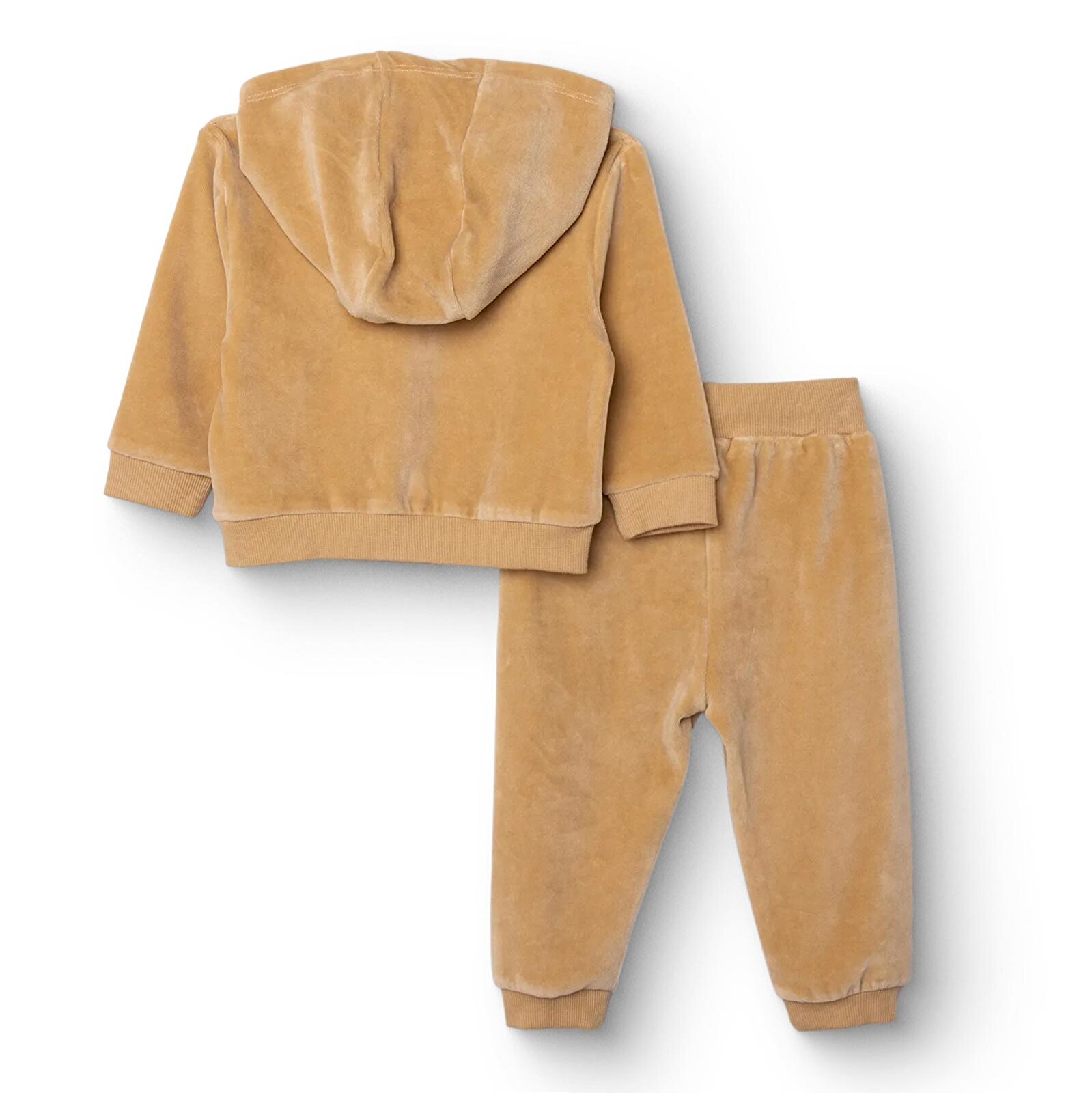 Erkek Bebek Eşofman Takımı Fitilli Kadife Örme Kapüşonlu Yaka Uzun Kol Ribanalı Paça