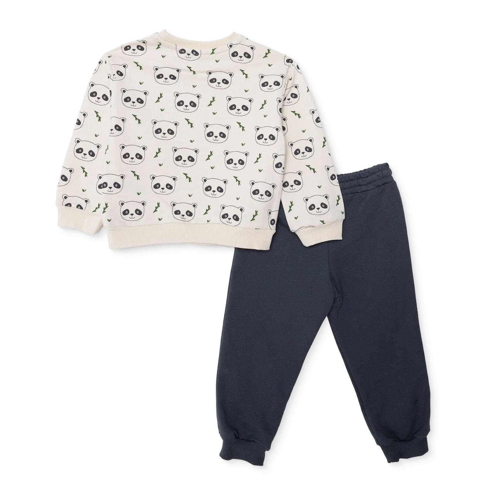 Erkek Bebek Eşofman Takımı İki İplik Bisiklet Yaka  Uzun Kol Ribanalı Paça