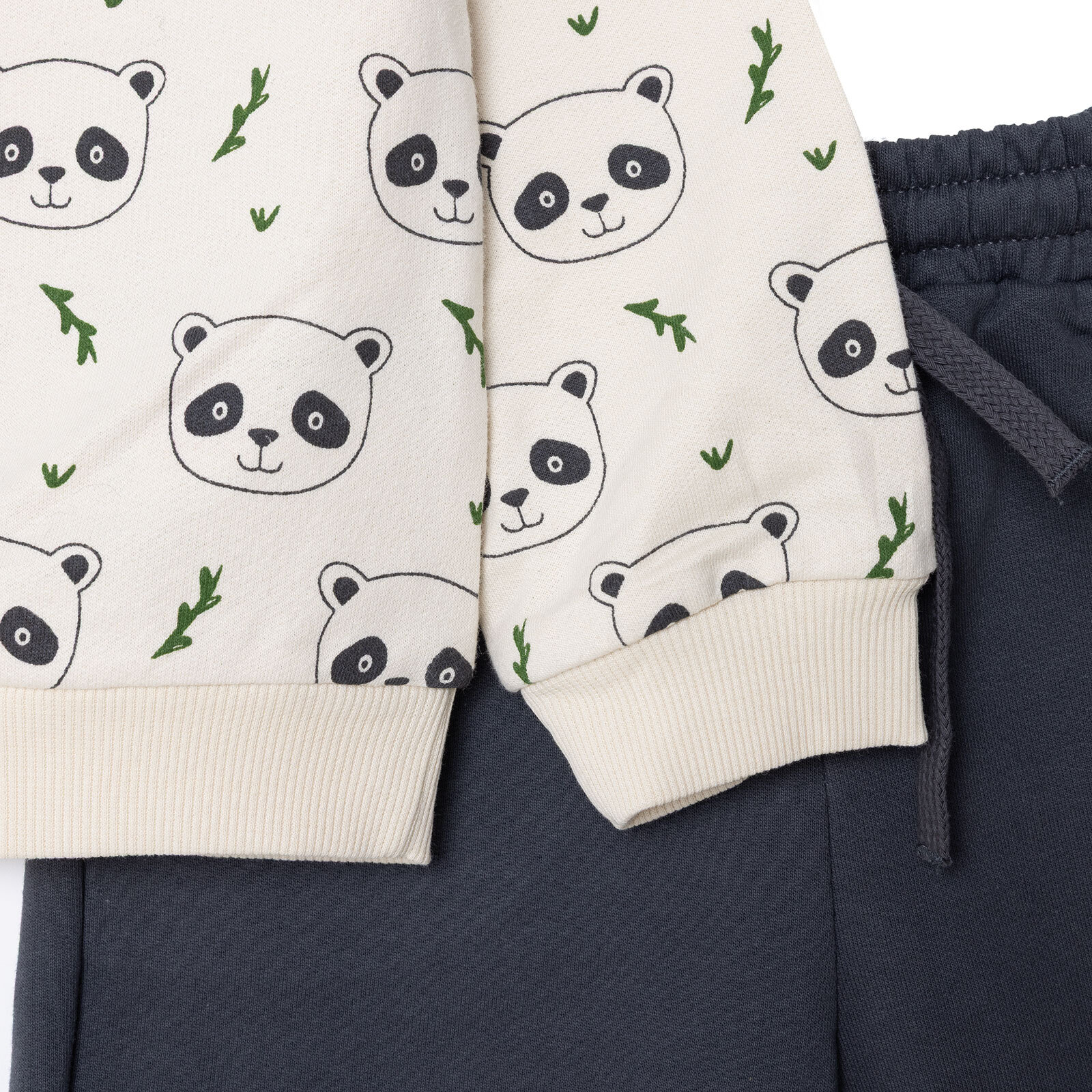 Erkek Bebek Eşofman Takımı İki İplik Bisiklet Yaka  Uzun Kol Ribanalı Paça