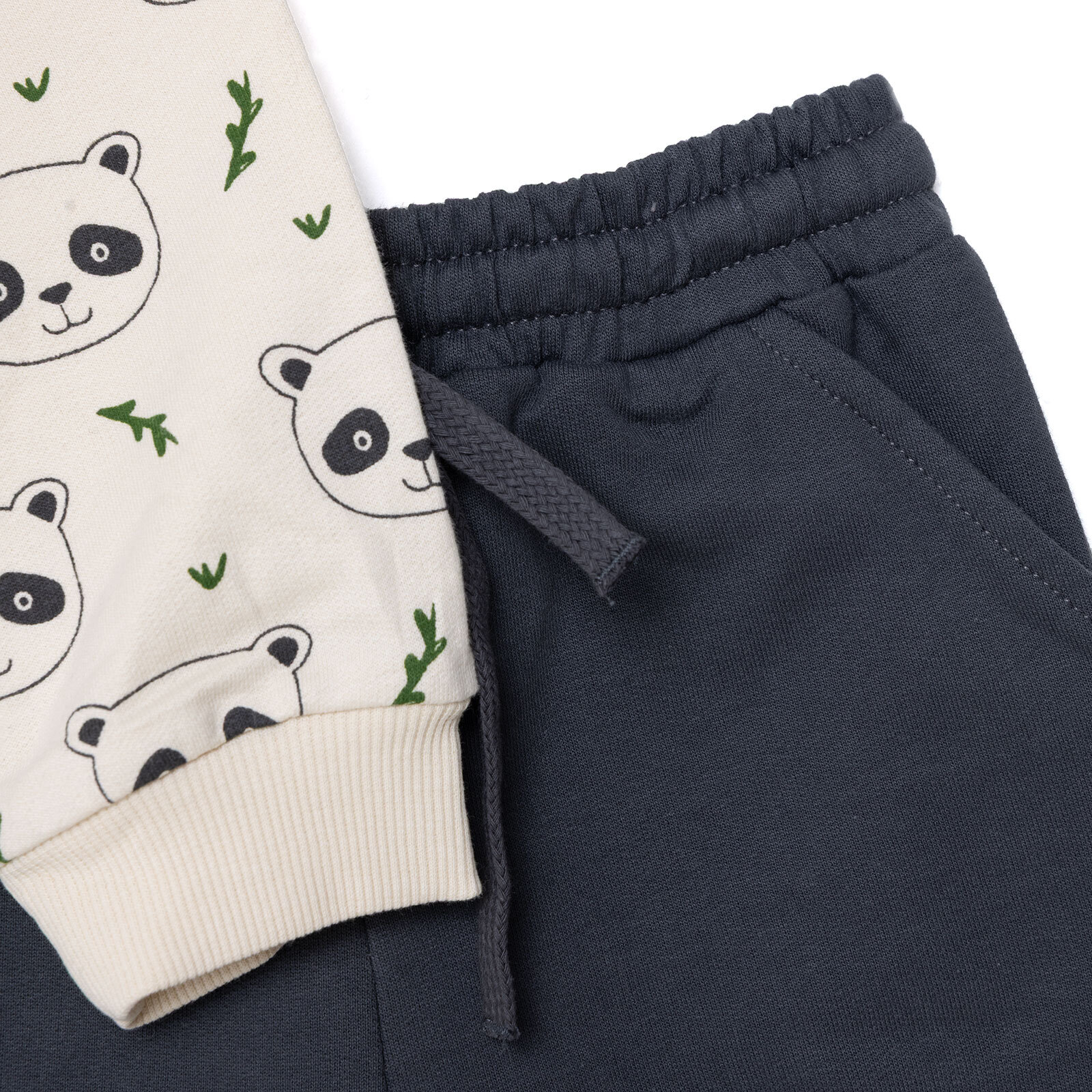 Erkek Bebek Eşofman Takımı İki İplik Bisiklet Yaka  Uzun Kol Ribanalı Paça