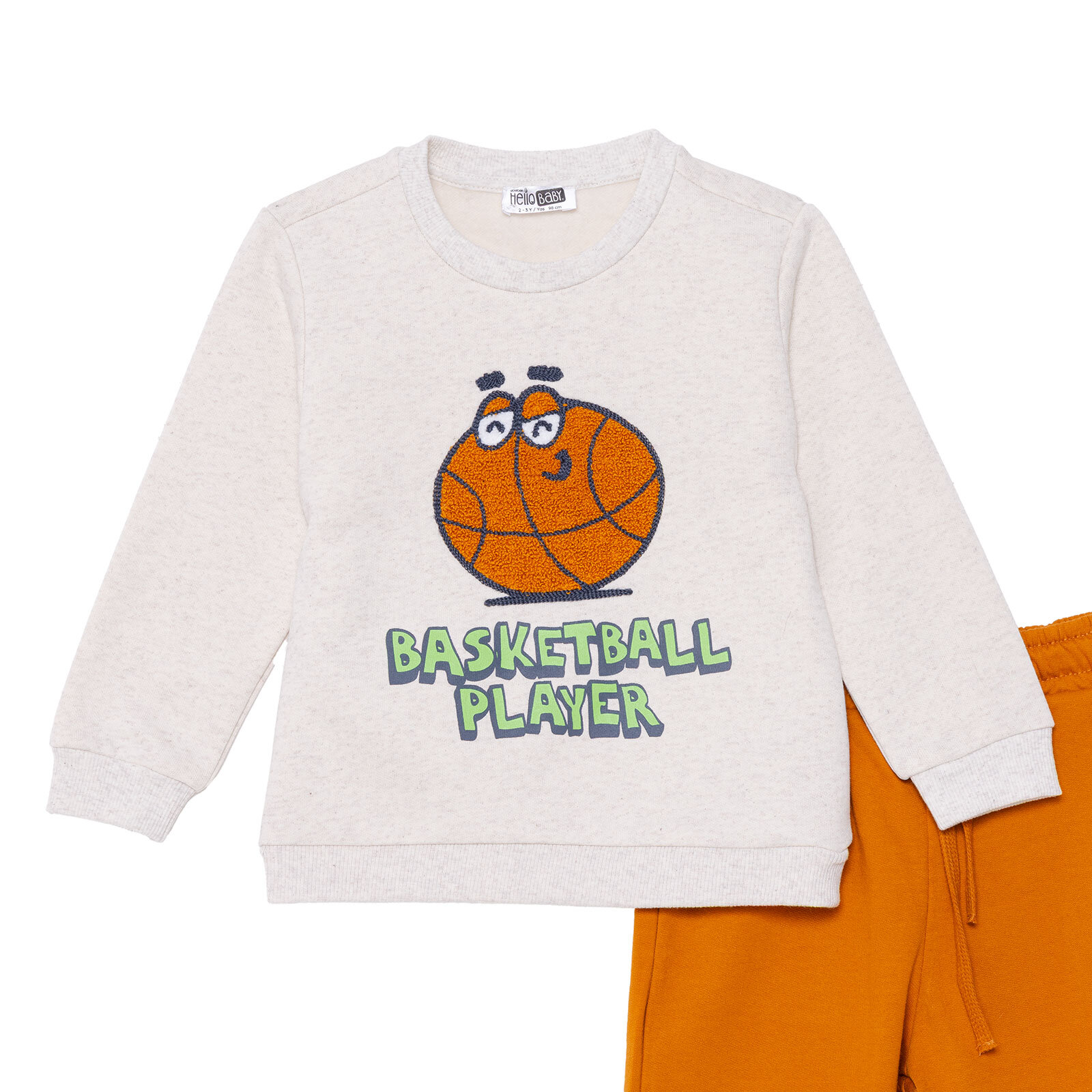 Erkek Bebek Eşofman Takımı Motto Boy Bisiklet Yaka Uzun Kol Ribanalı