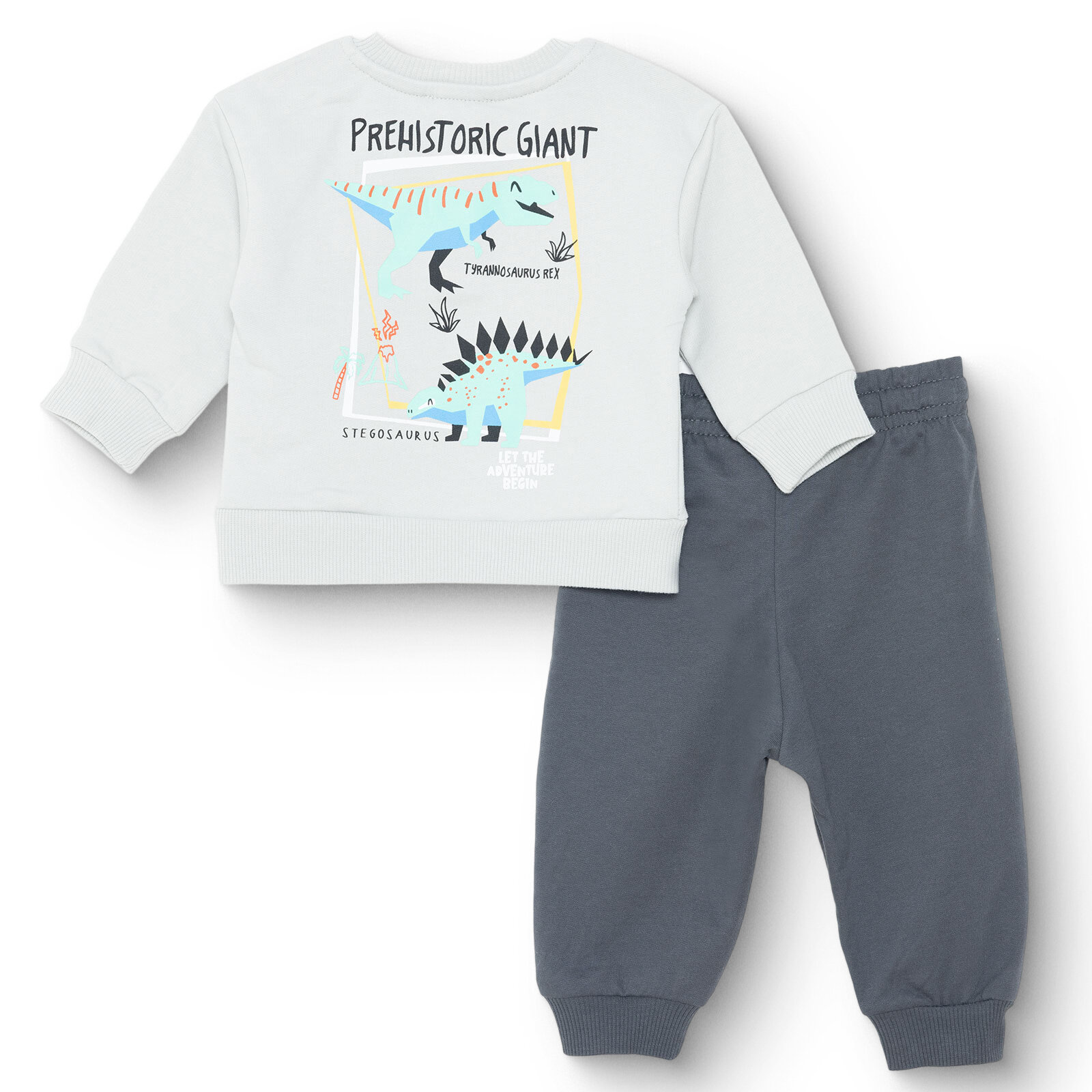 Erkek Bebek Eşofman Takımı Şardonlu Bisiklet Yaka Uzun Kol Ribanalı Paça