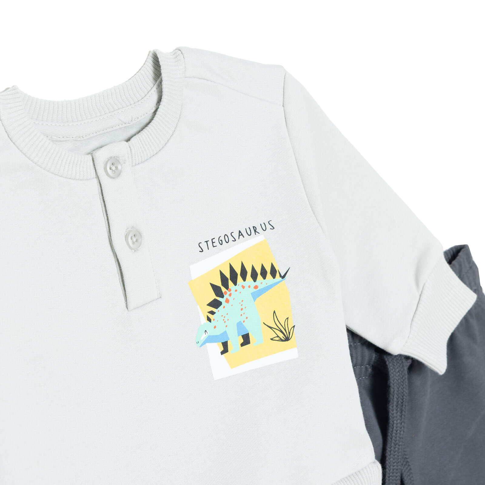 Erkek Bebek Eşofman Takımı Şardonlu Bisiklet Yaka Uzun Kol Ribanalı Paça