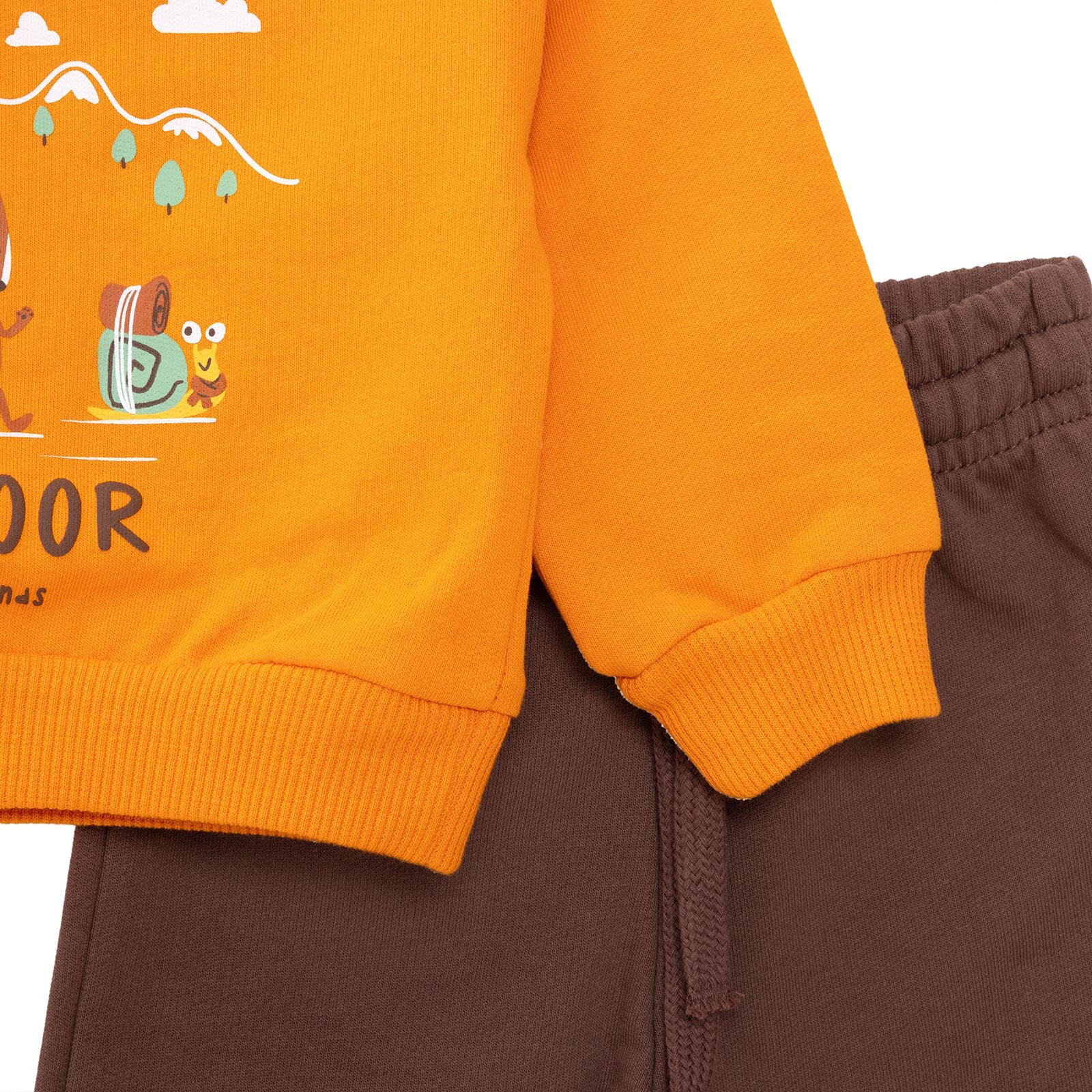 Erkek Bebek Eşofman Takımı Şardonlu İki İplik Bisiklet Yaka Uzun Kol Ribanalı Paça