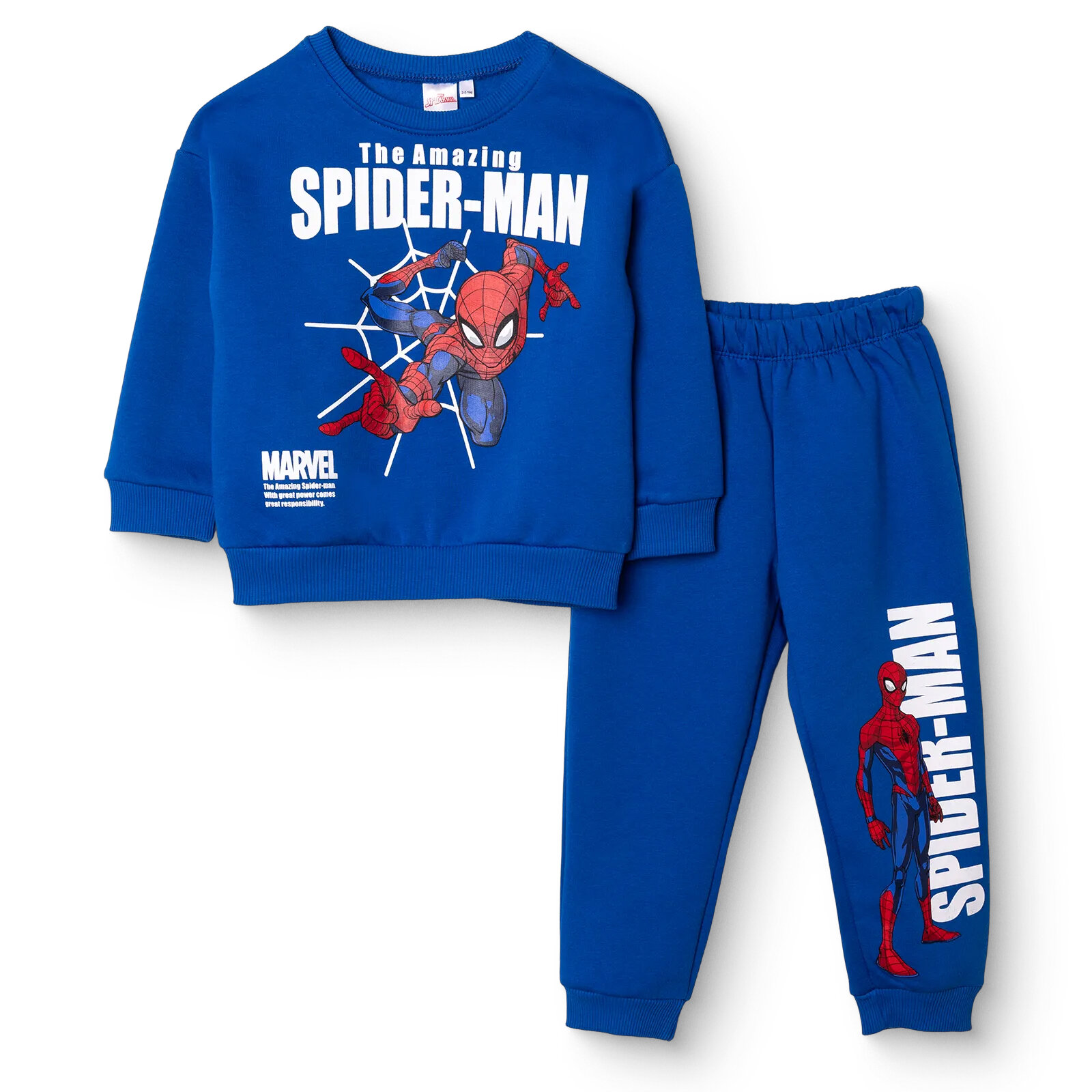 Erkek Bebek Eşofman Takımı Şardonlu Üç İplik Bisiklet Yaka Uzun Kol Lastikli Paça