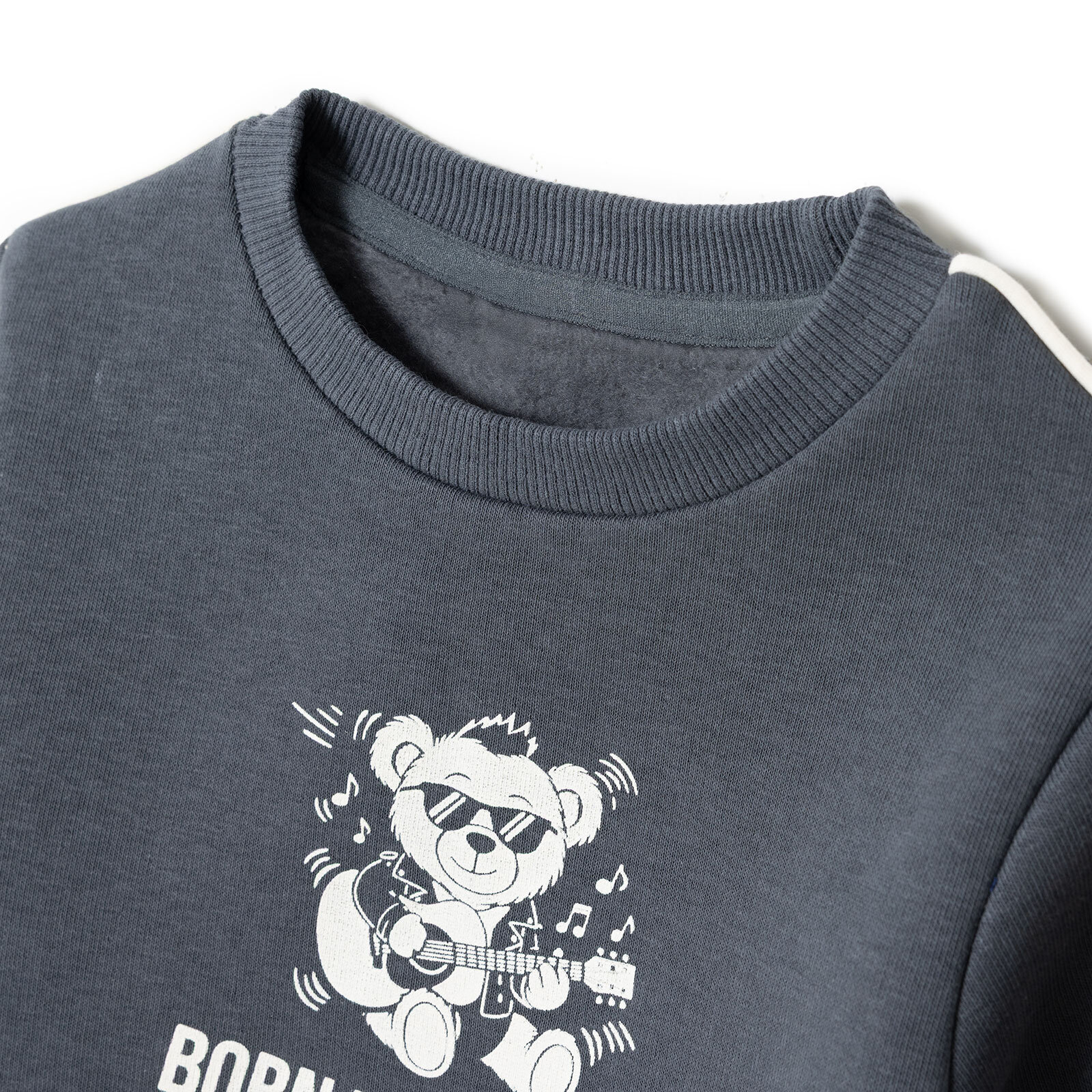 Erkek Bebek Eşofman Takımı Şardonlu Üç İplik Bisiklet Yaka Uzun Kol Ribanalı Paça