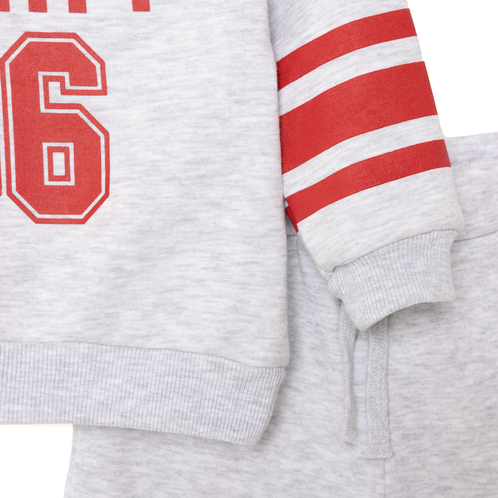 Erkek Bebek Eşofman Takımı Üç İplik Bisiklet Yaka Uzun Kol Ribanalı Paça