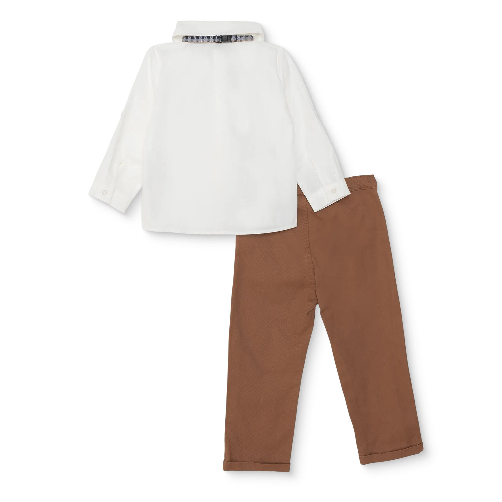 Erkek Bebek Gömlek-Pantolon Poplin Gömlek Yaka Reçme Paça