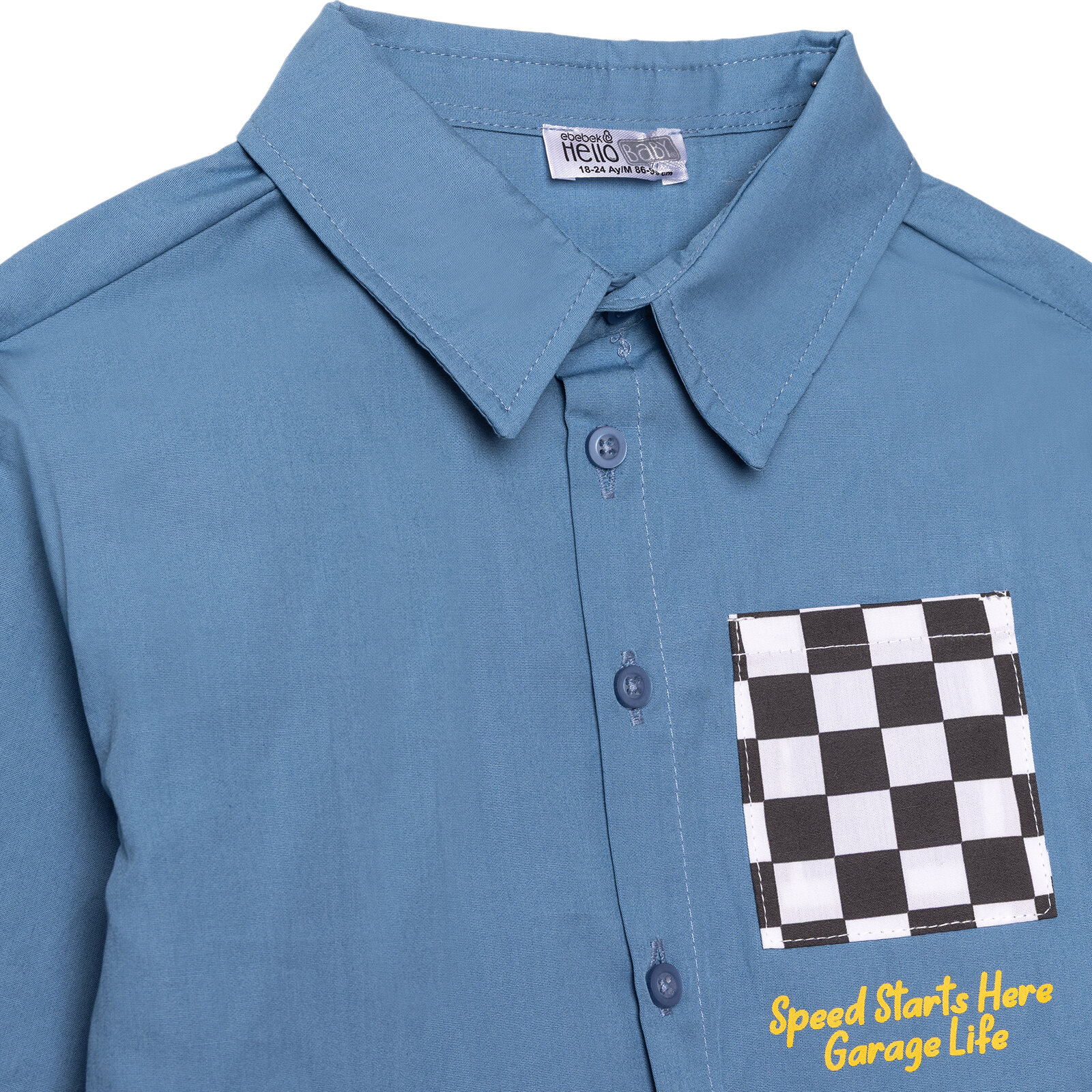 Erkek Bebek Gömlek-Pantolon Poplin Gömlek Yaka Reçme Paça