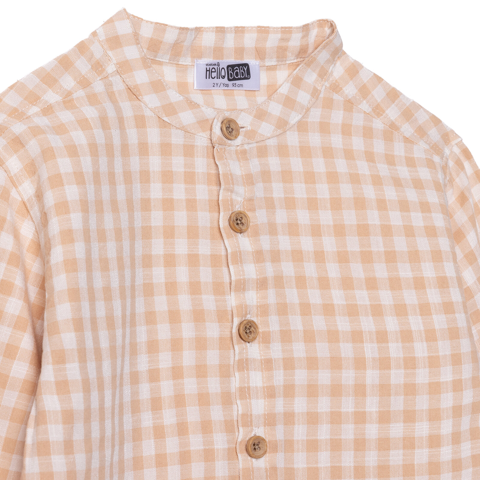 Erkek Bebek Gömlek Poplin Hakim Yaka Uzun Kol