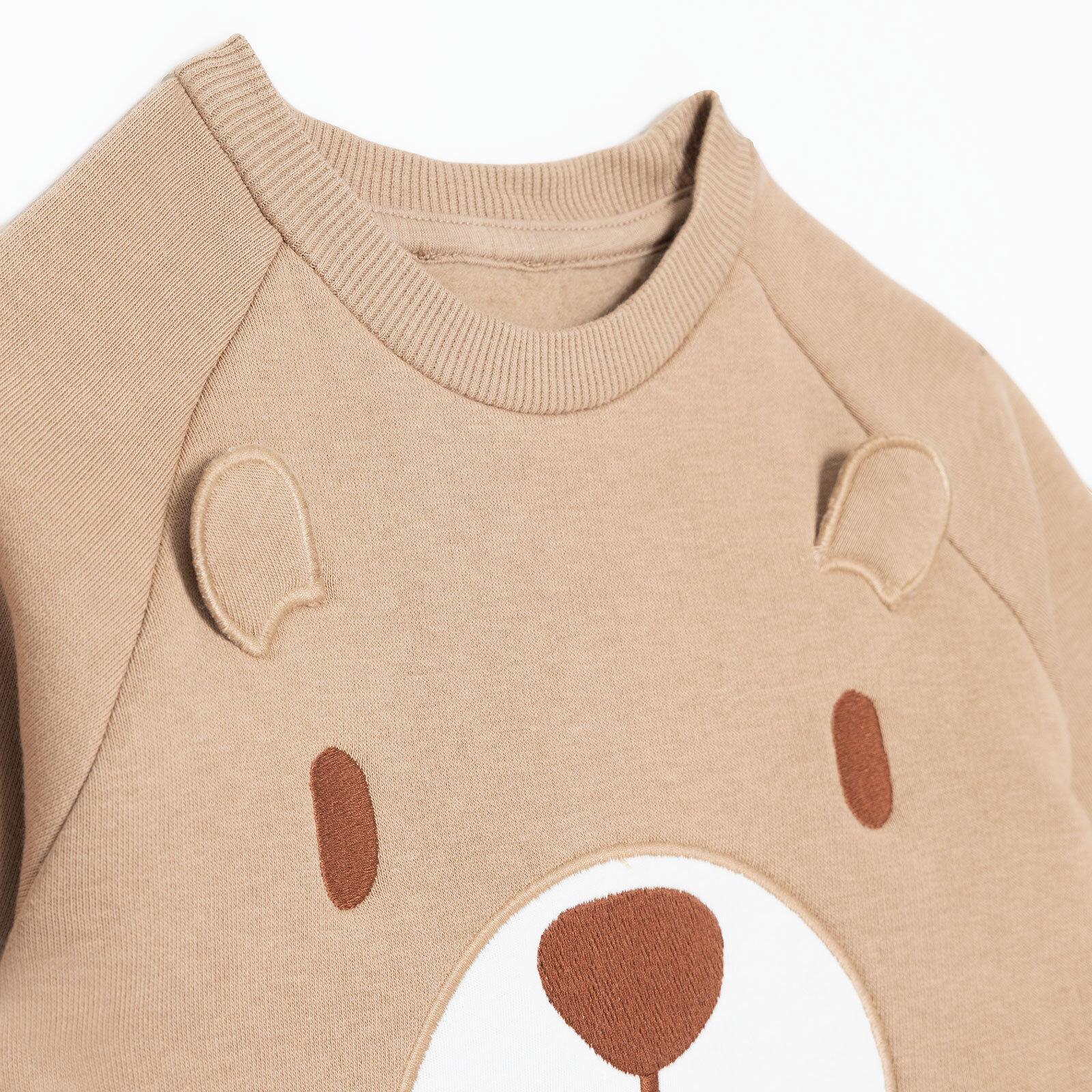 Erkek Bebek Hello Cute Bear Eşofman Takımı Şardonlu Bisiklet Yaka Uzun Kol Ribanalı Paça