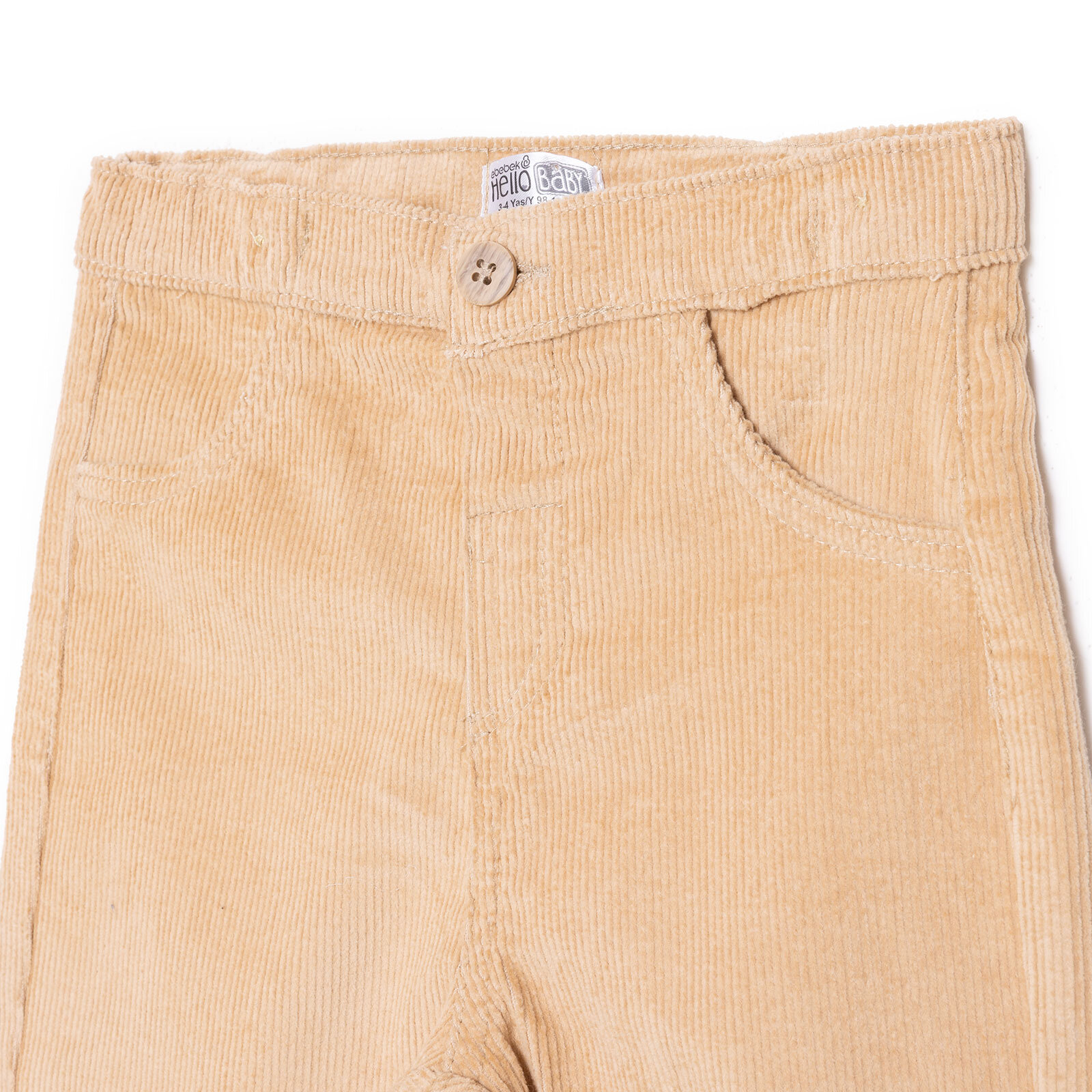 Erkek Bebek Hello Cute Bear Pantolon Kadife Ribanalı Paça
