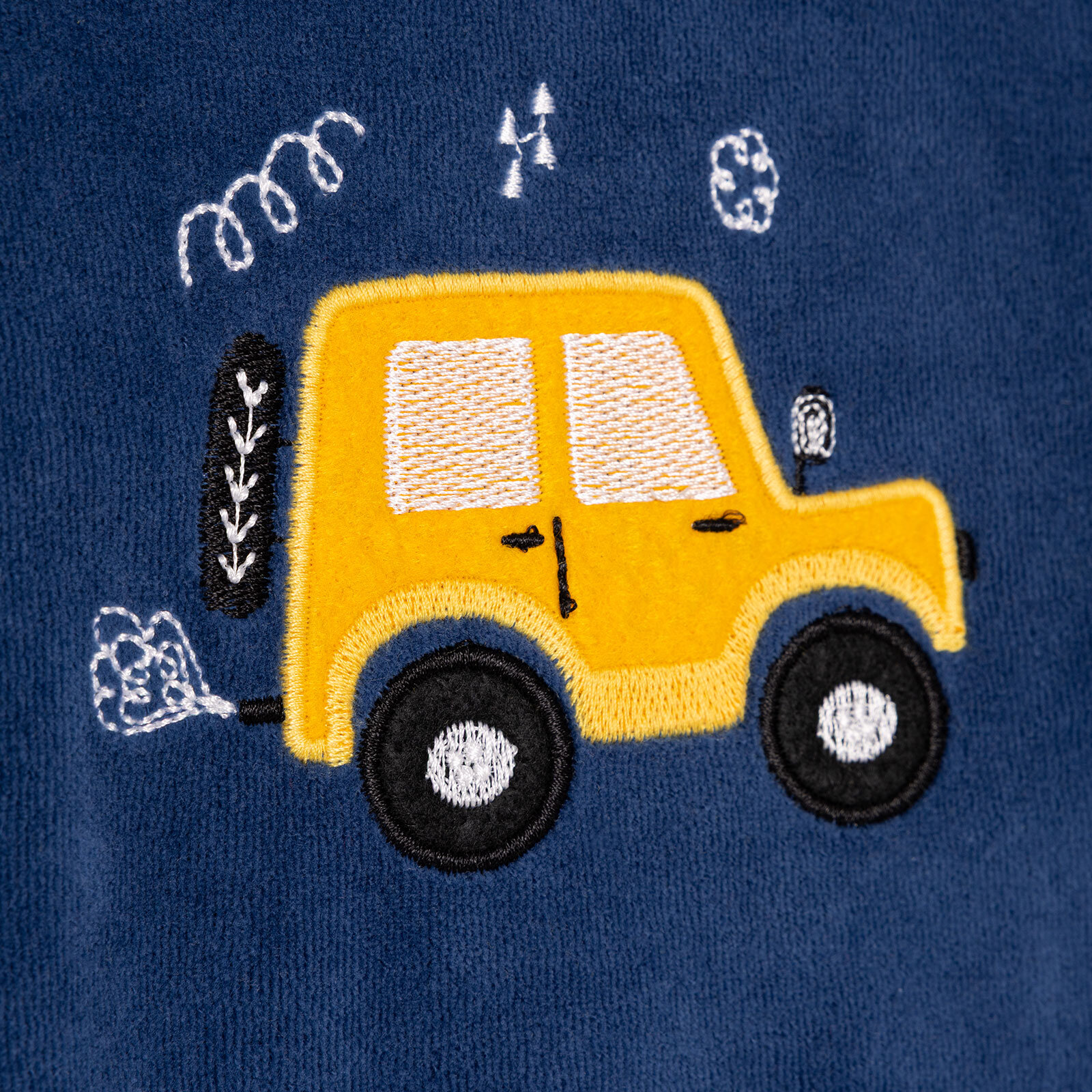 Erkek Bebek Kadife Pijama Takımı Bisiklet Yaka Uzun Kol Ribanalı Paça