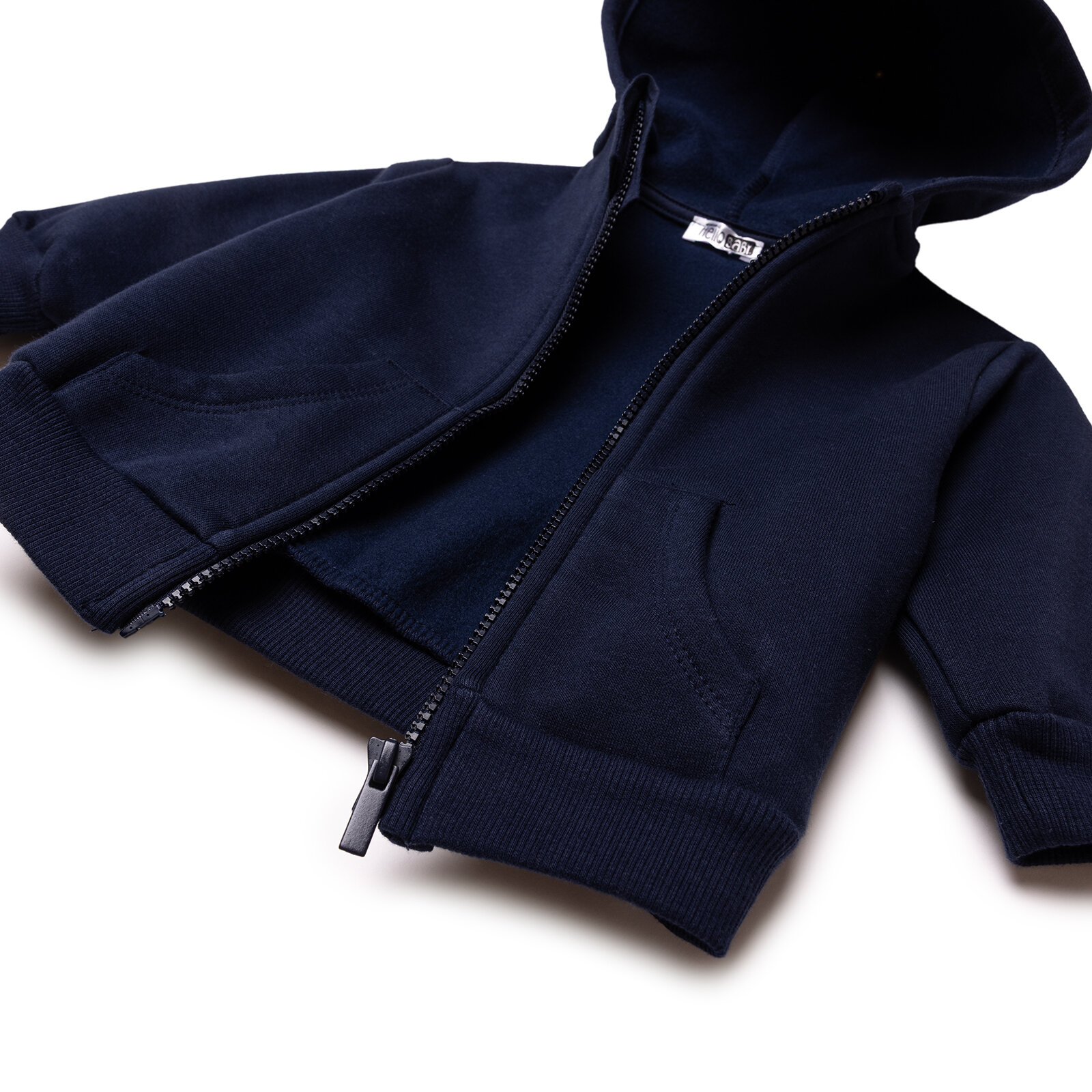 Erkek Bebek Kapüşonlu Hırka Fermuarlı Uzun Kol