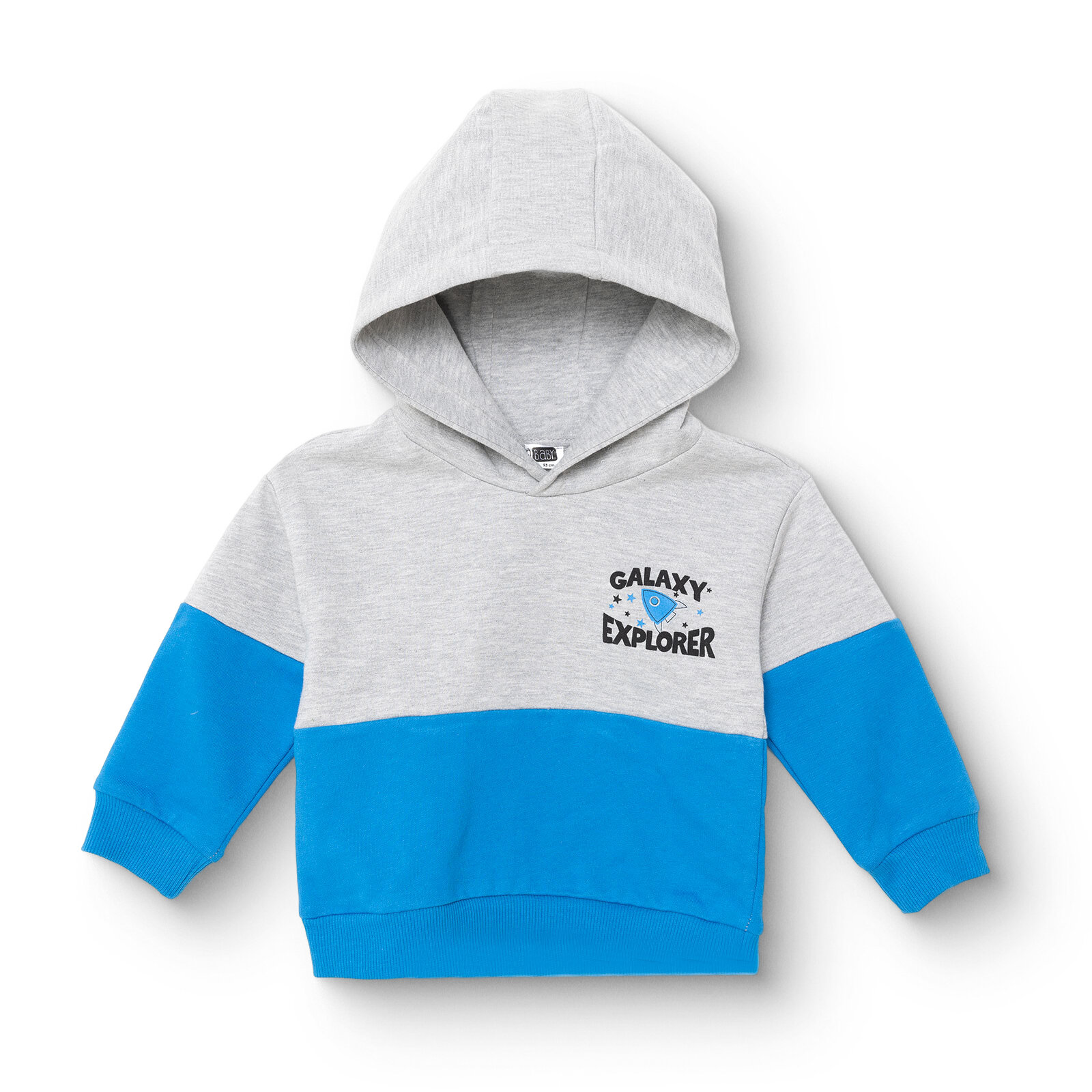 Erkek Bebek Kapüşonlu Sweatshirt Şardonlu Üç İplik Uzun Kol