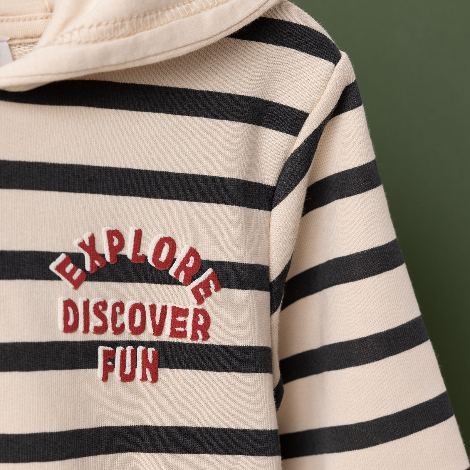 Erkek Bebek Kapüşonlu Sweatshirt Üç İplik Kapüşonlu Yaka Uzun Kol