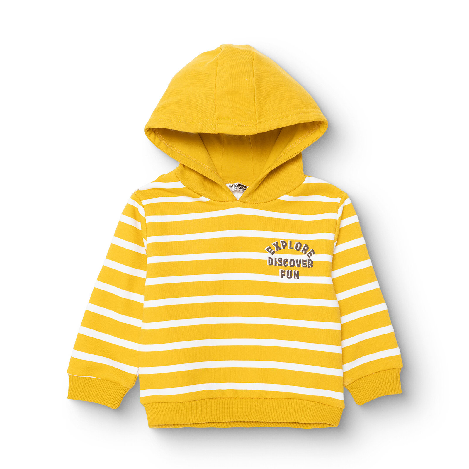 Erkek Bebek Kapüşonlu Sweatshirt Üç İplik Kapüşonlu Yaka Uzun Kol