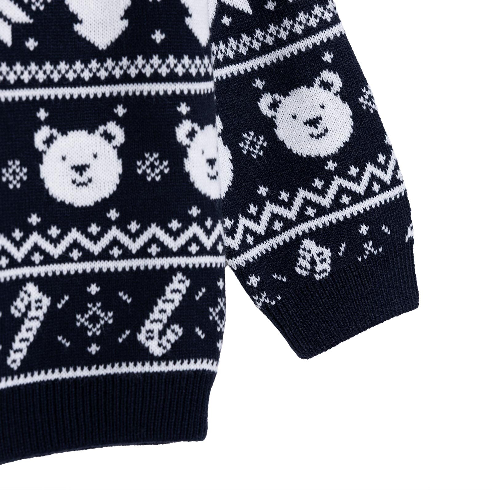 Erkek Bebek Kazak New Year Triko Düğmeli Bisiklet Yaka Uzun Kol