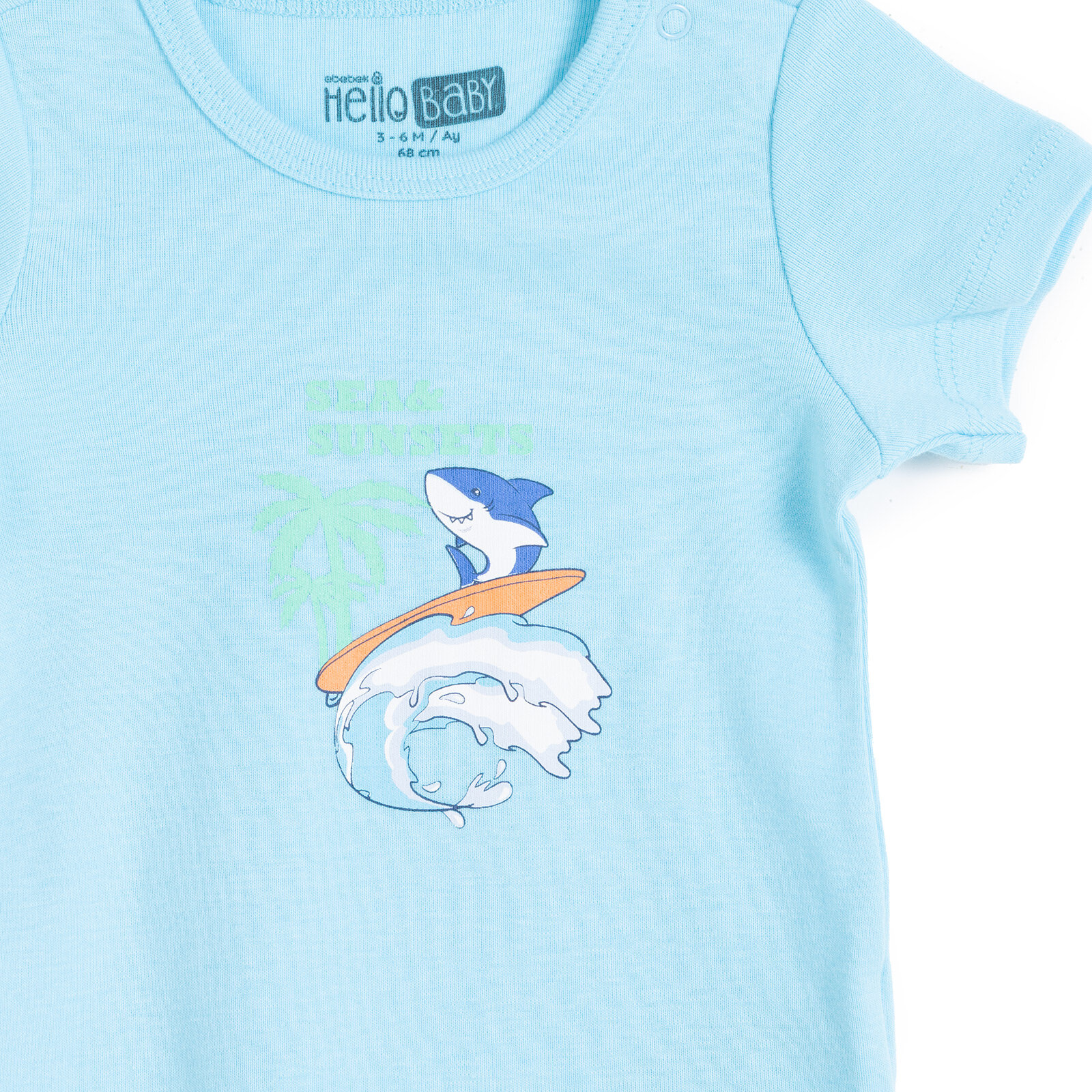 Erkek Bebek Kısa Kol Body Çıtçıtlı Yaka Kısa Kol