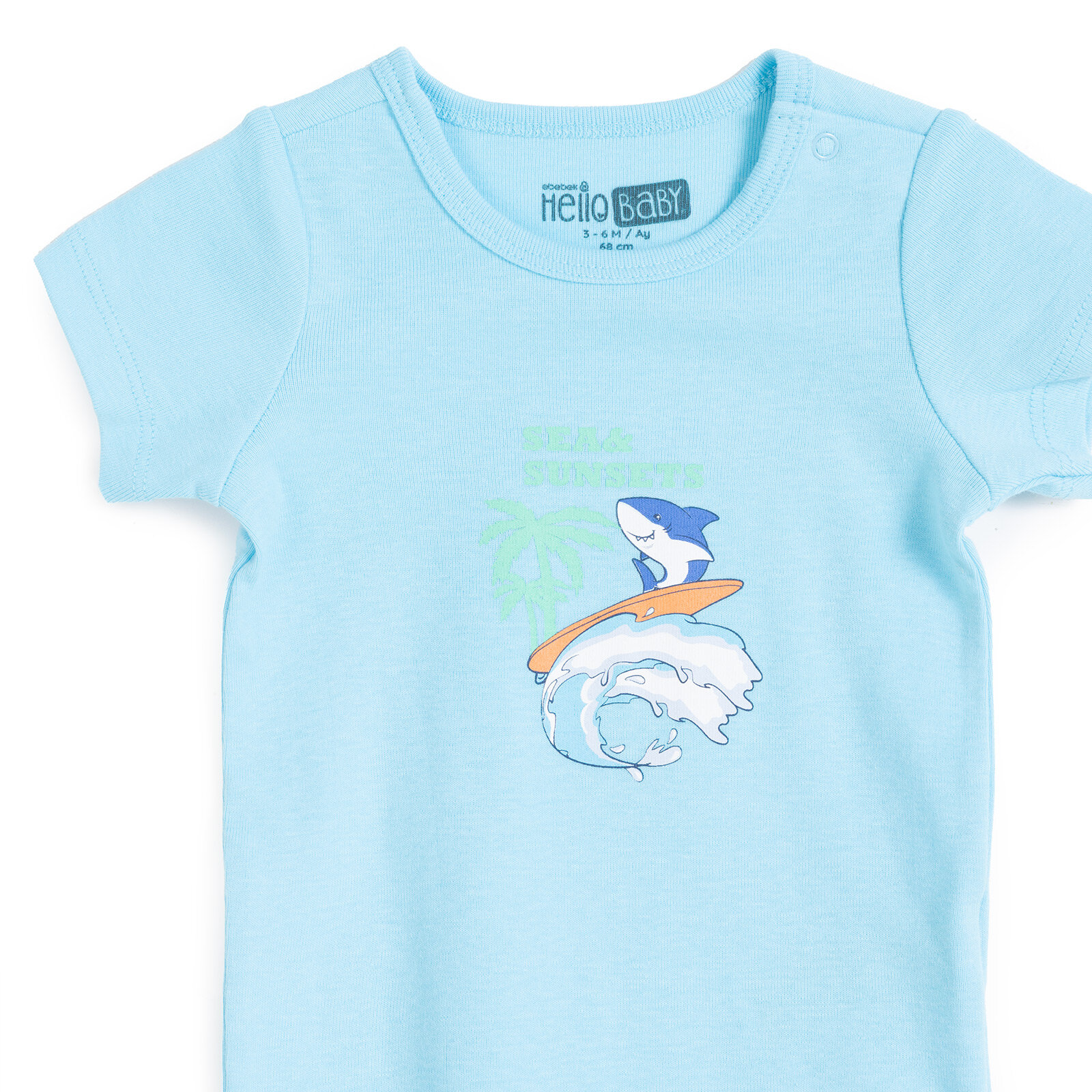 Erkek Bebek Kısa Kol Body Çıtçıtlı Yaka Kısa Kol