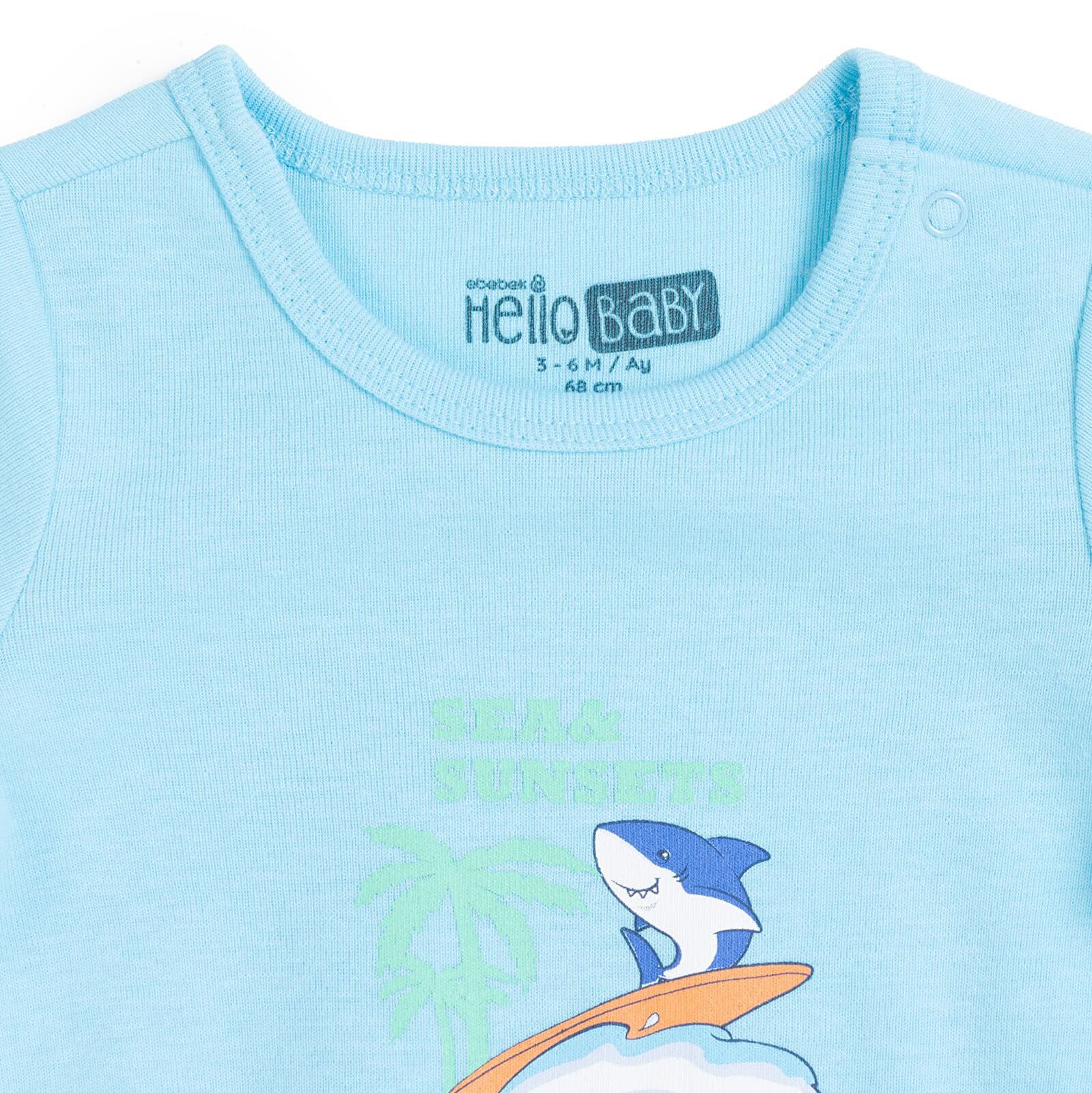 Erkek Bebek Kısa Kol Body Çıtçıtlı Yaka Kısa Kol