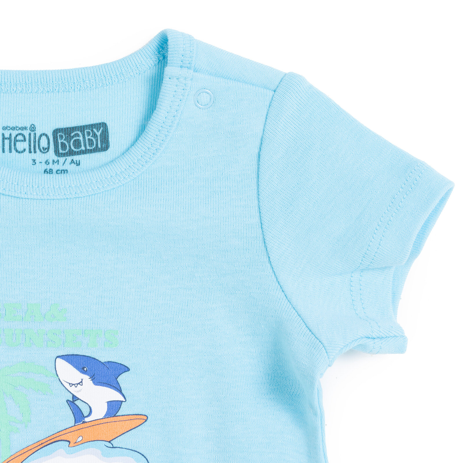 Erkek Bebek Kısa Kol Body Çıtçıtlı Yaka Kısa Kol